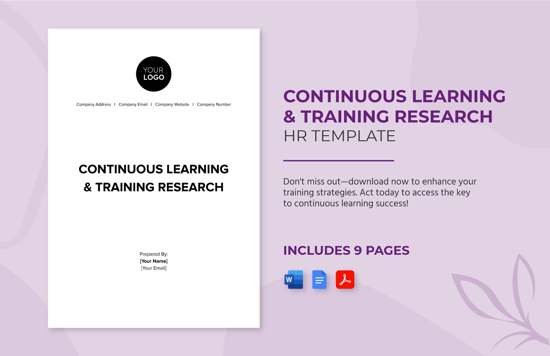 Continuous Learning & Training Research HR Template in Word, Google Docs, PDF