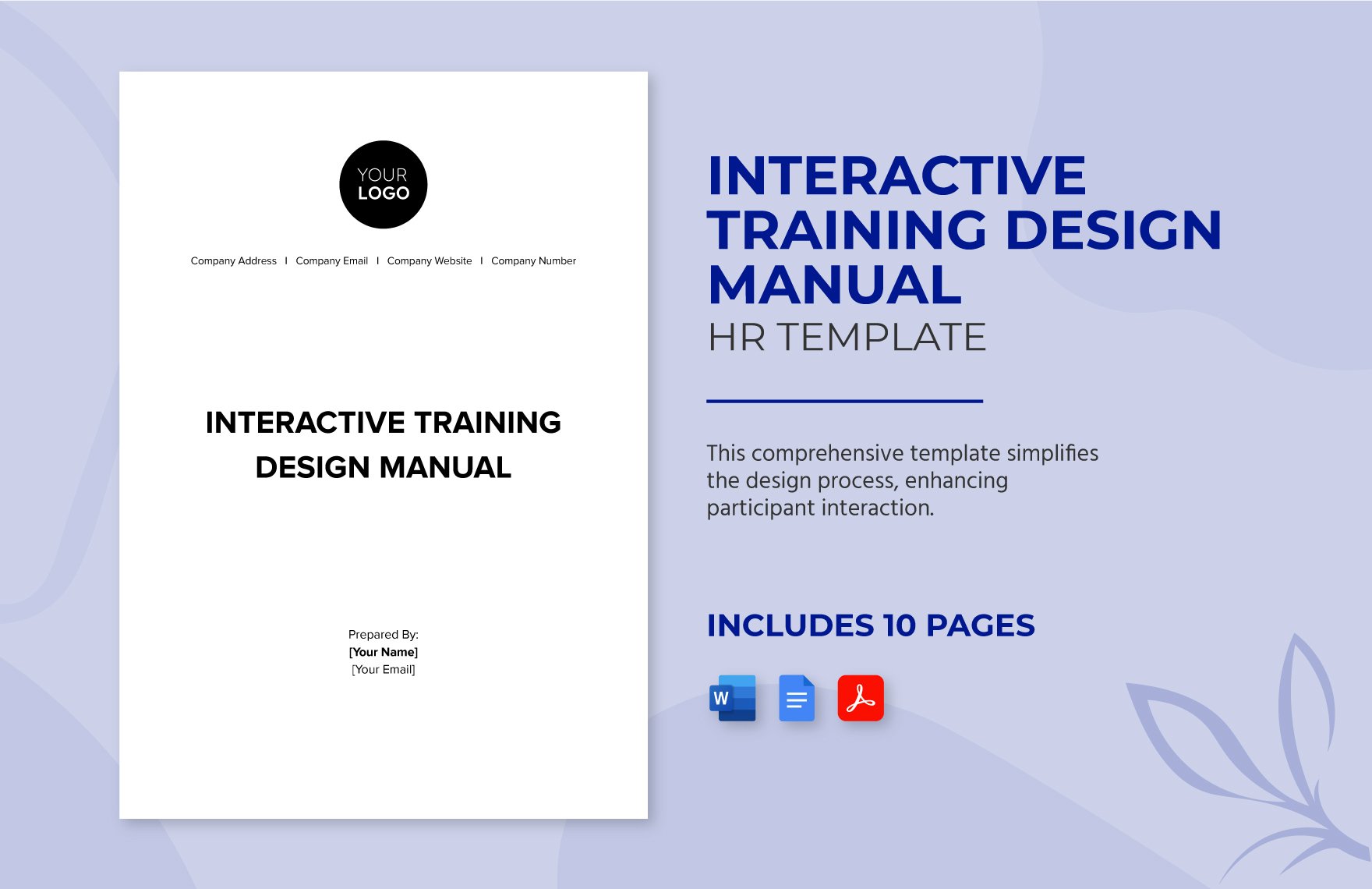 Interactive Training Design Manual HR Template in Word, Google Docs, PDF
