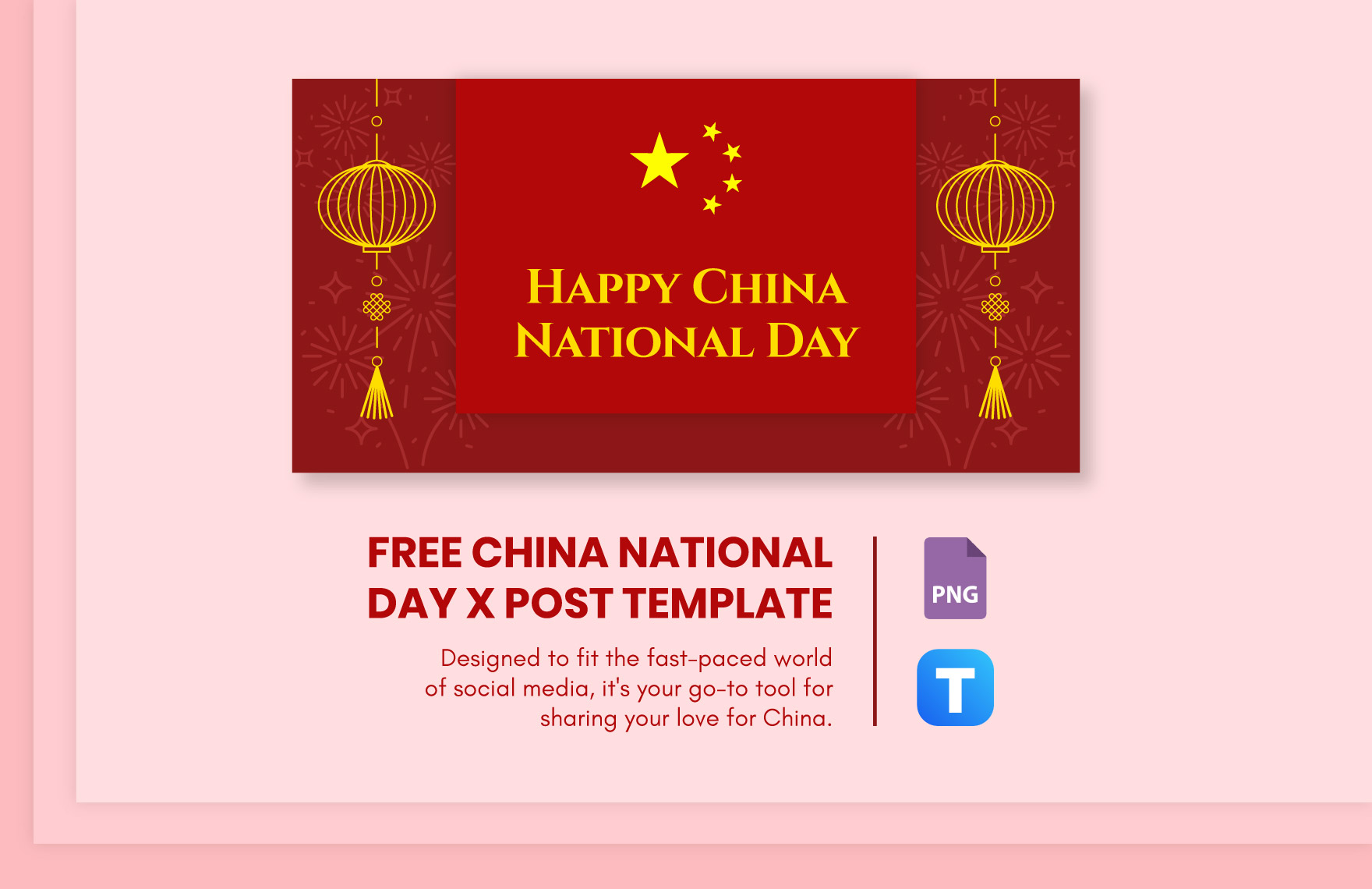 Free China National Day X Post Template in PNG