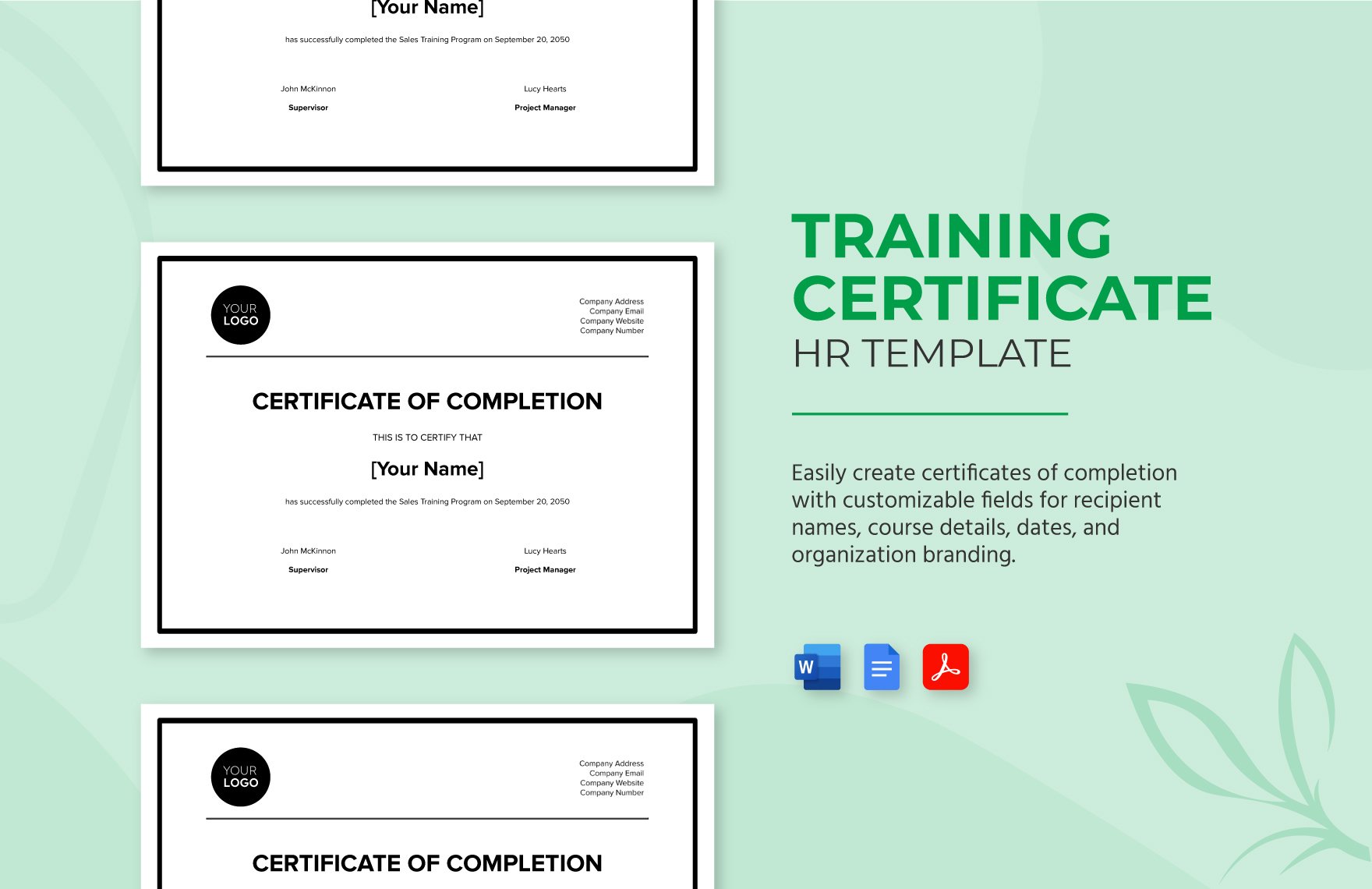 Training Certificate HR Template