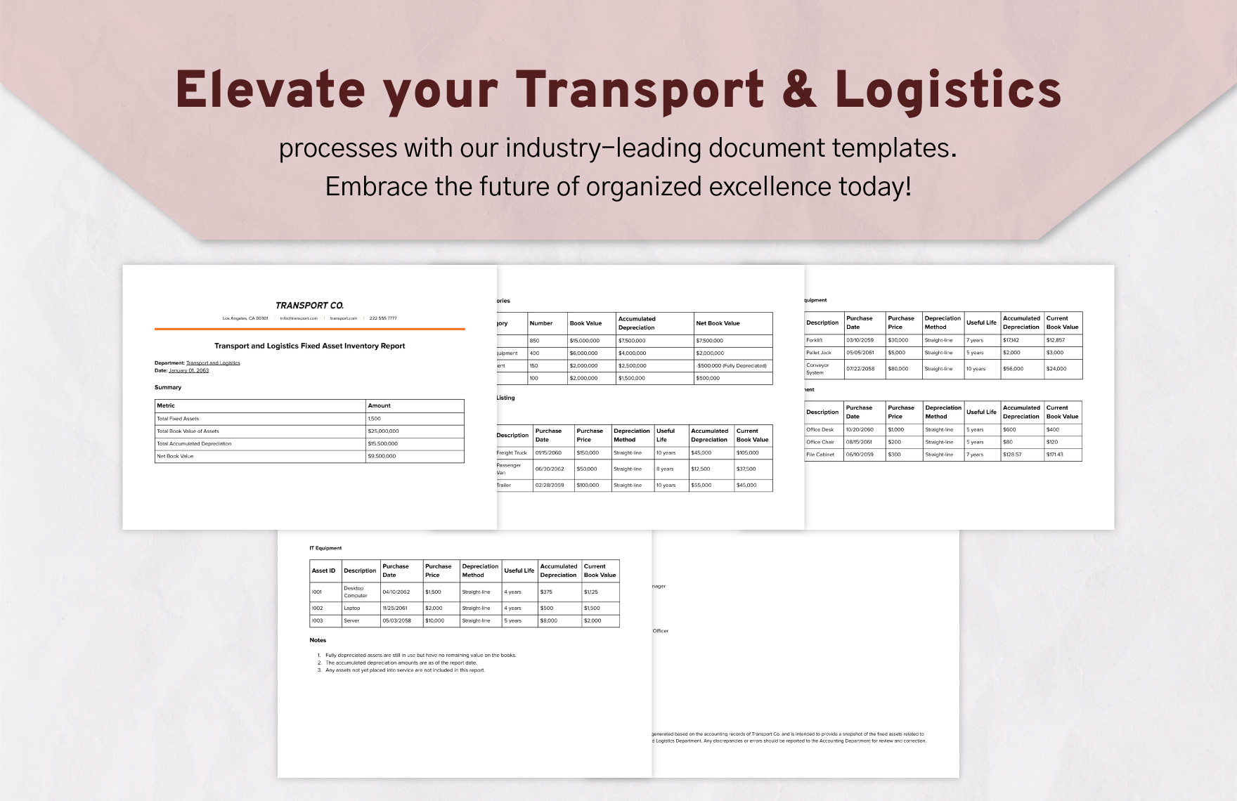 Transport and Logistics Fixed Asset Inventory Report Template