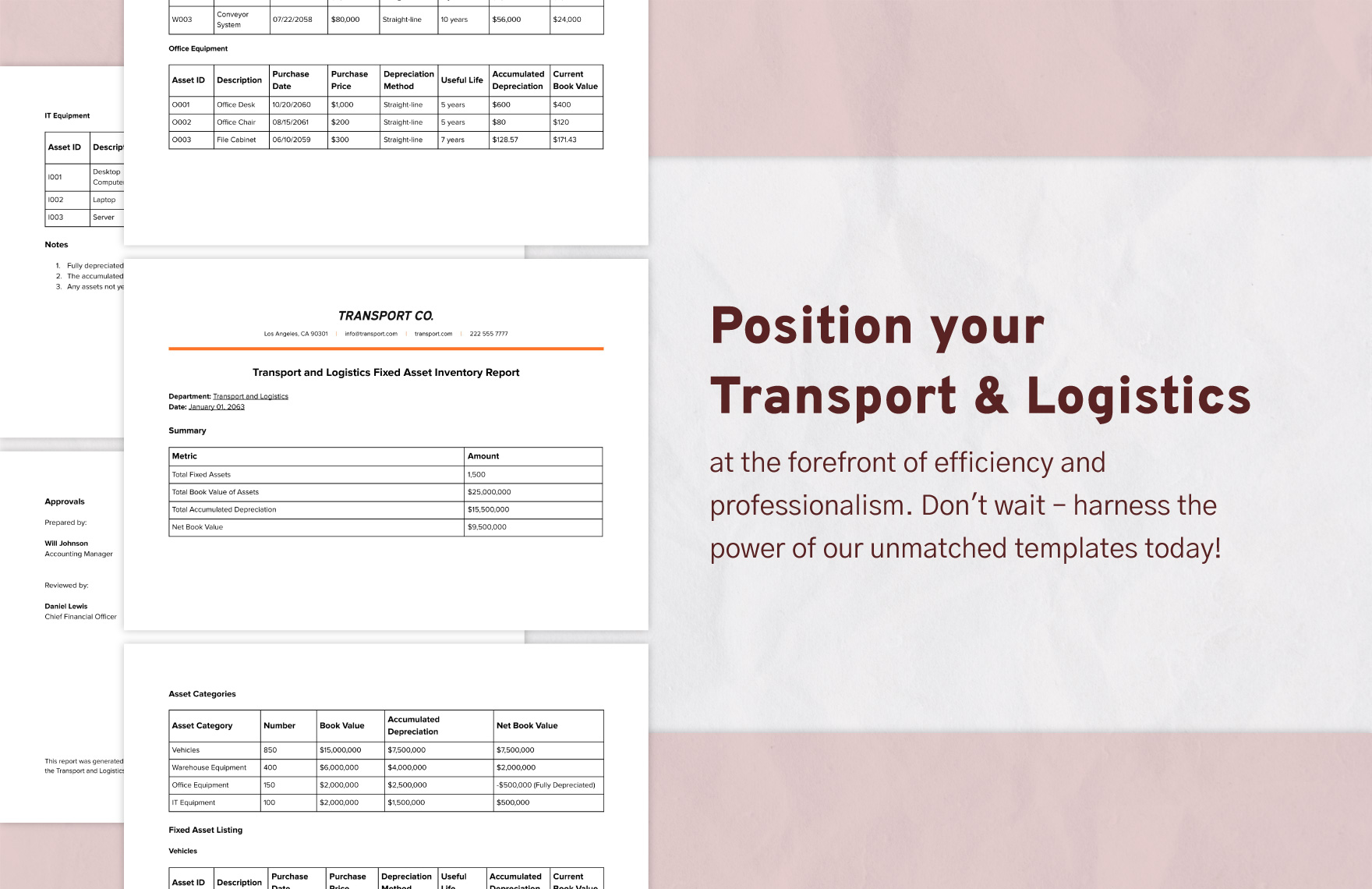 Transport and Logistics Fixed Asset Inventory Report Template