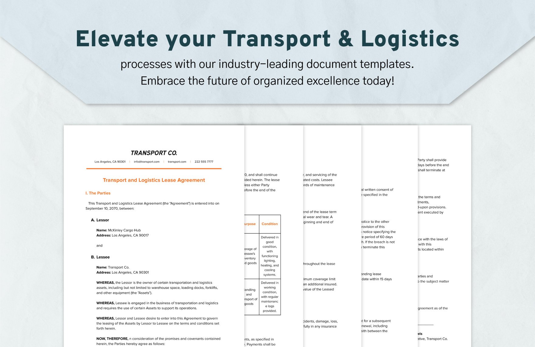 Transport and Logistics Lease Agreement Template
