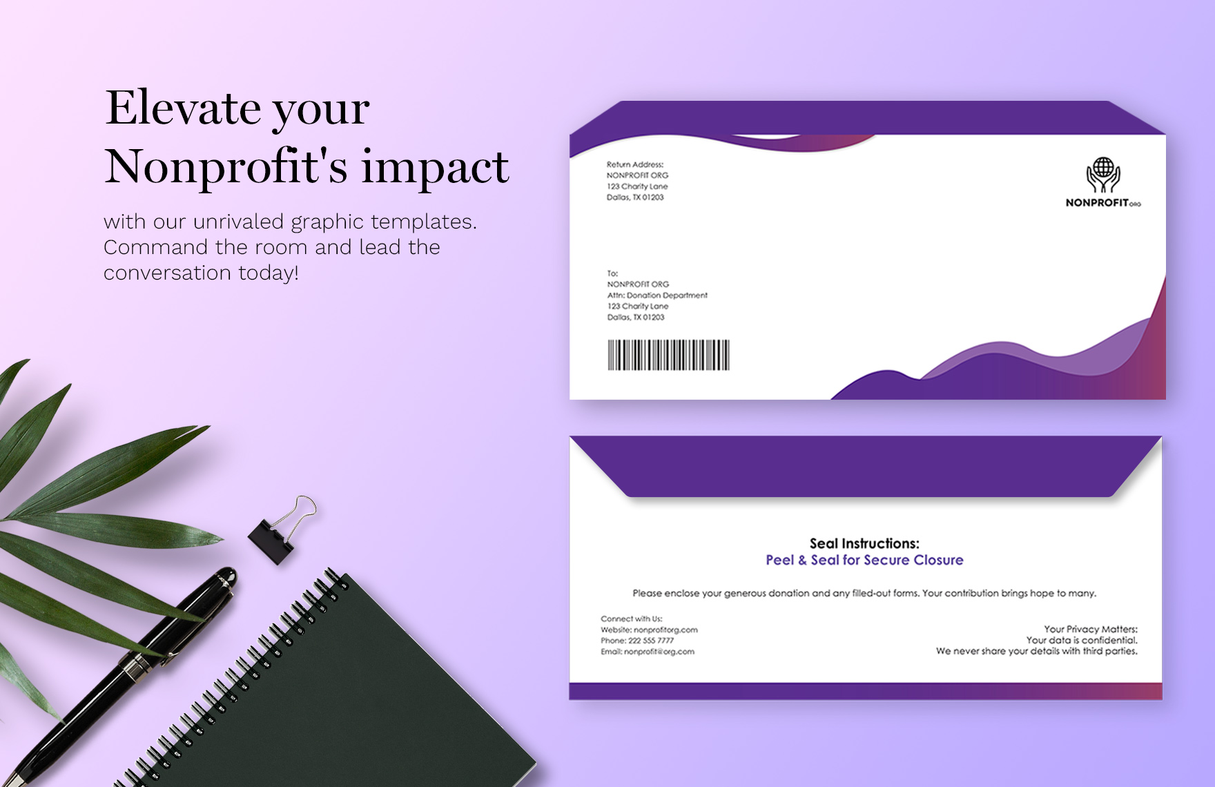 Nonprofit Organization Reply Envelope Template