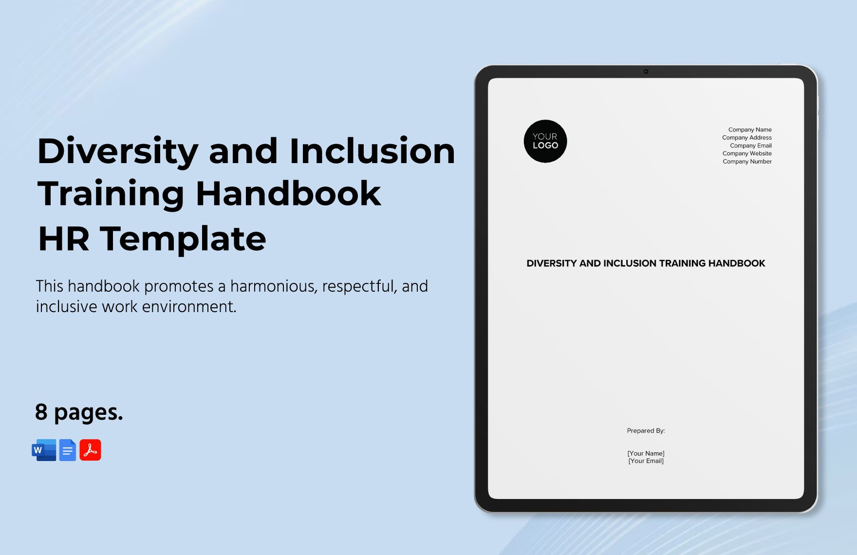 Diversity and Inclusion Training Handbook HR Template in Word, Google Docs, PDF