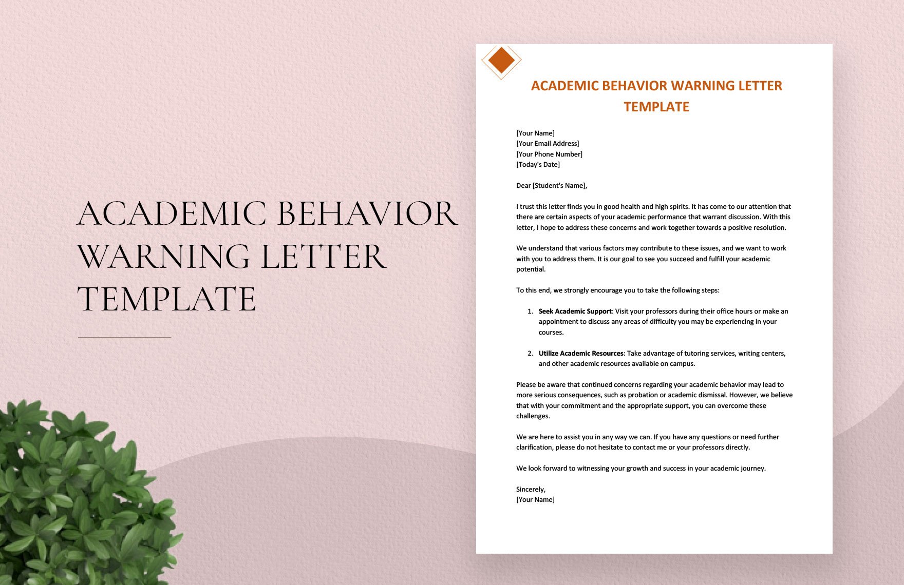 Academic Behavior Warning Letter Template