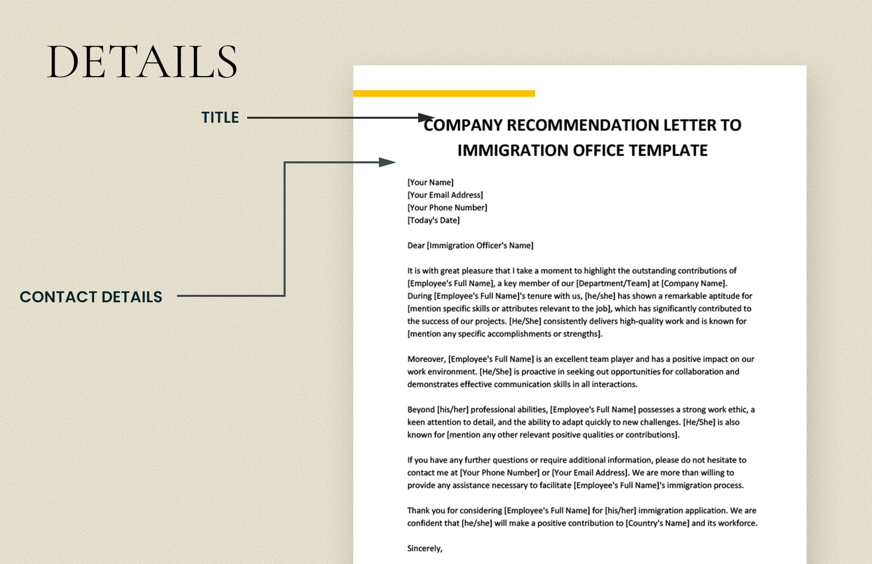 Company Recommendation Letter to Immigration Office Template