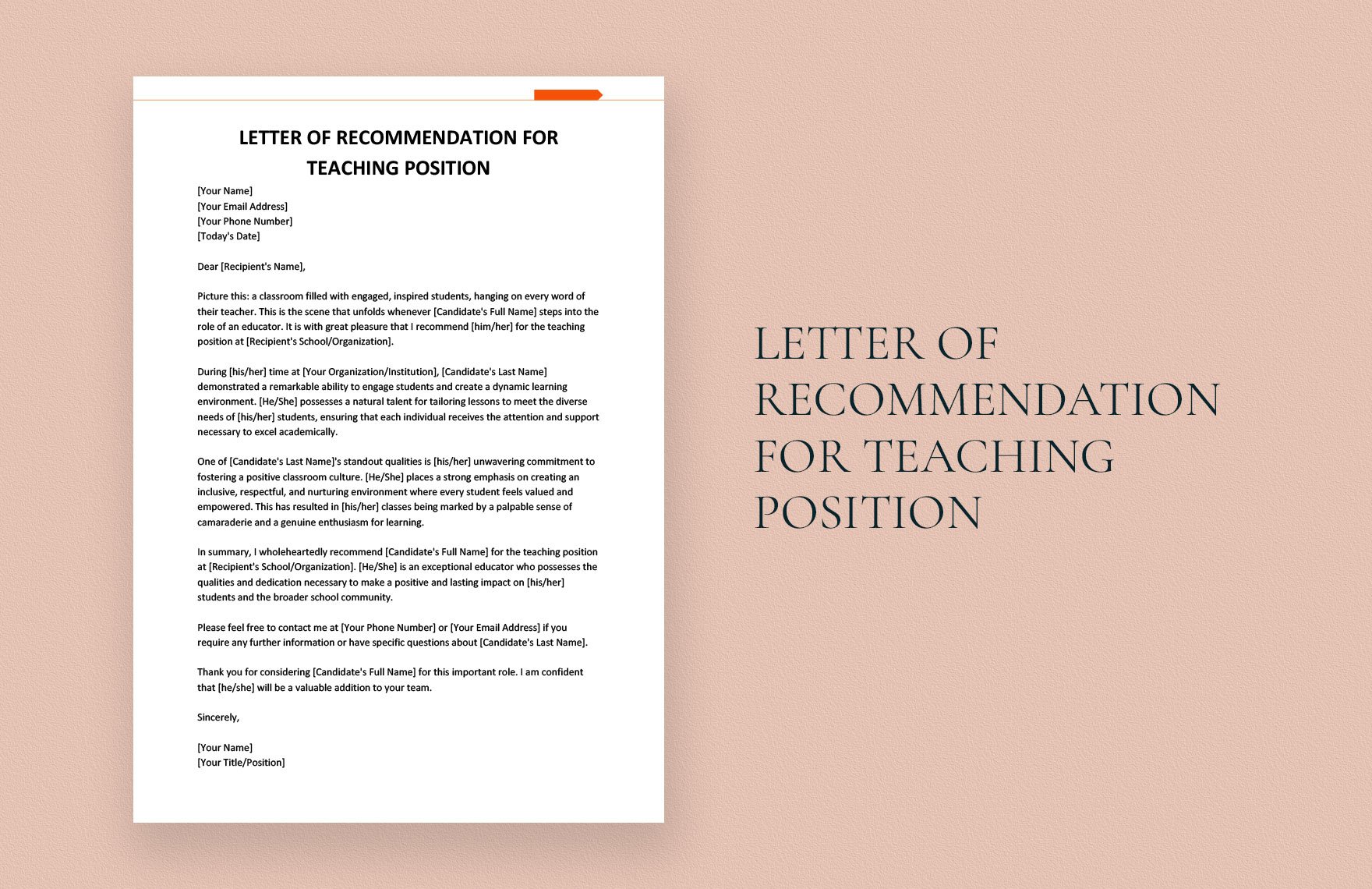 Letter of Recommendation for Teaching Position