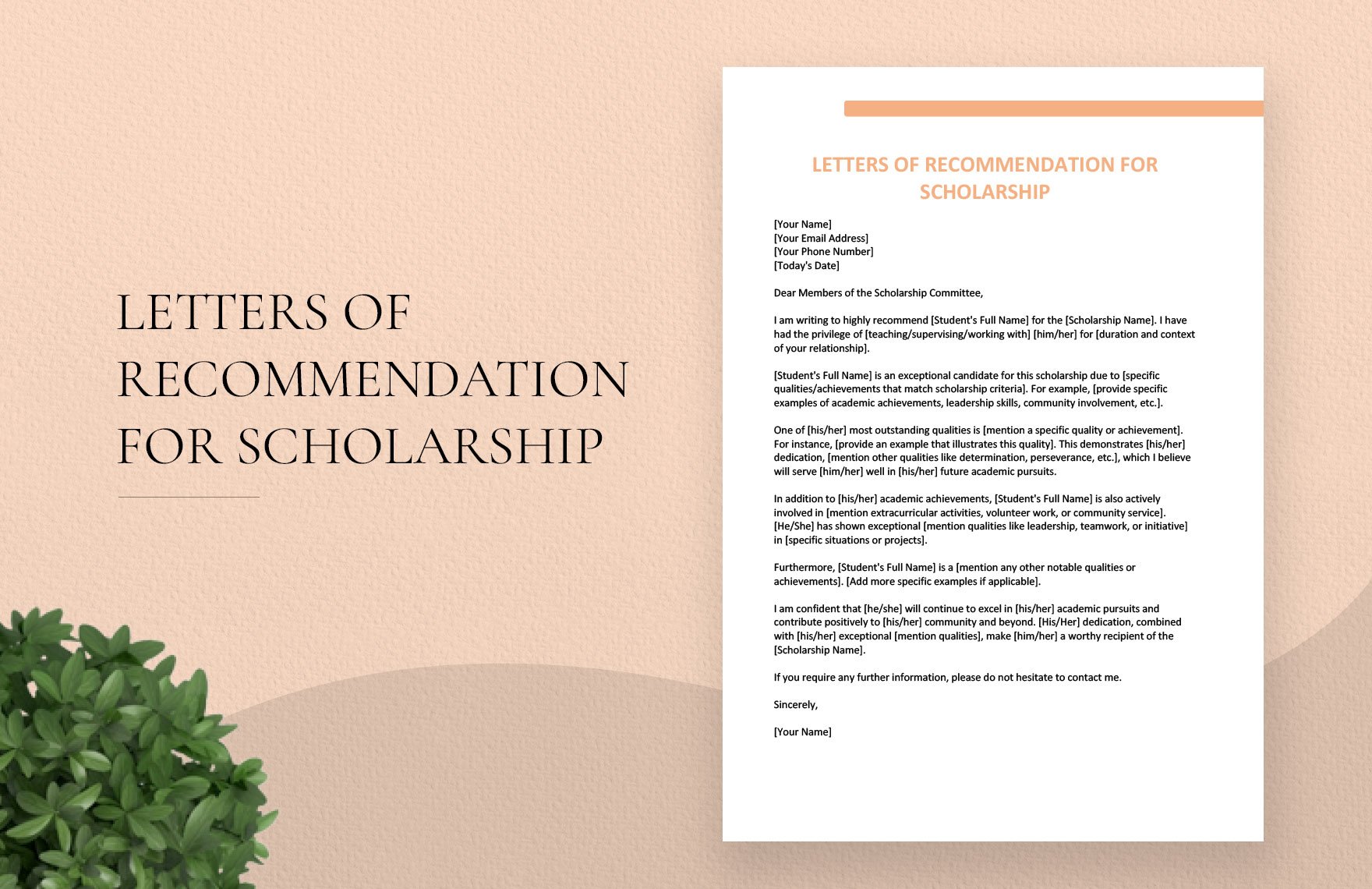 Letters of Recommendation for Scholarship in Word, Google Docs