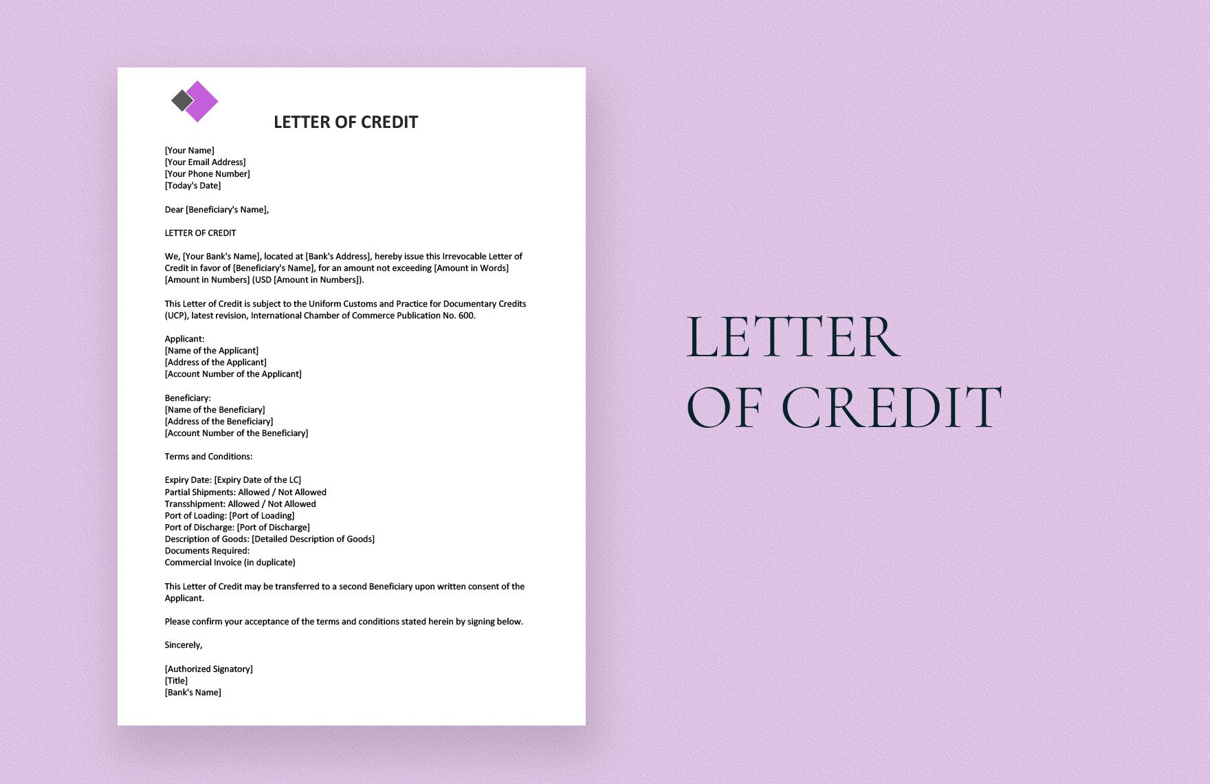 Letter of Credit in Word, Google Docs