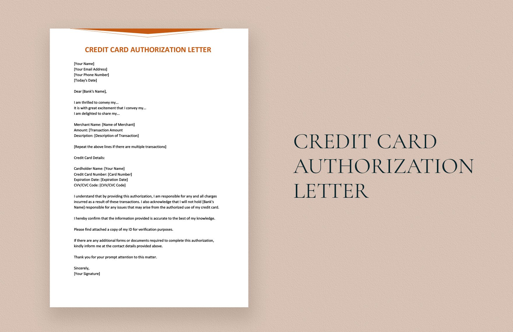 Credit Card Authorization Letter