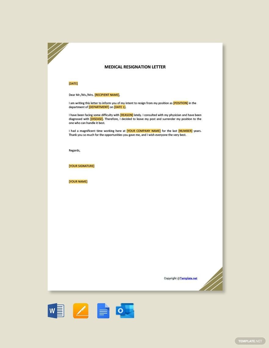 Free Medical Resignation Letter Template