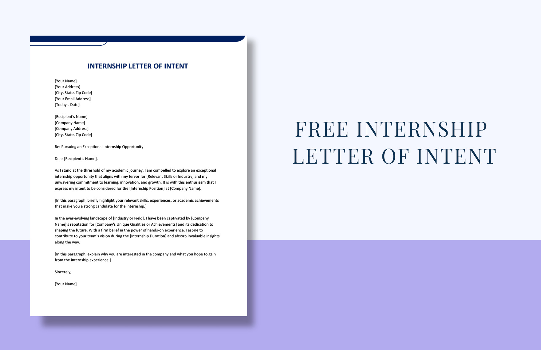 Internship Letter of Intent in Word, Google Docs