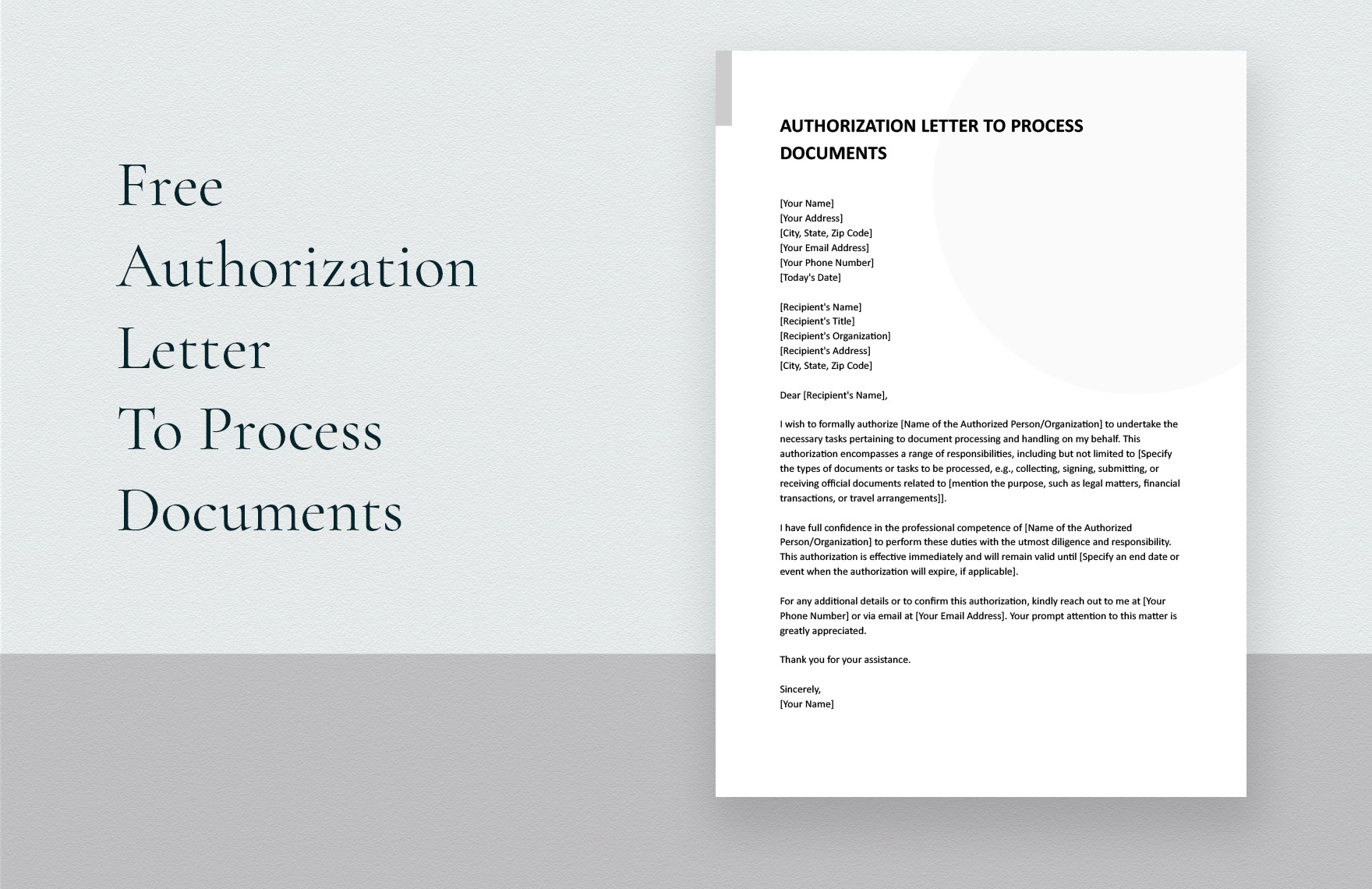 Authorization Letter To Process Documents