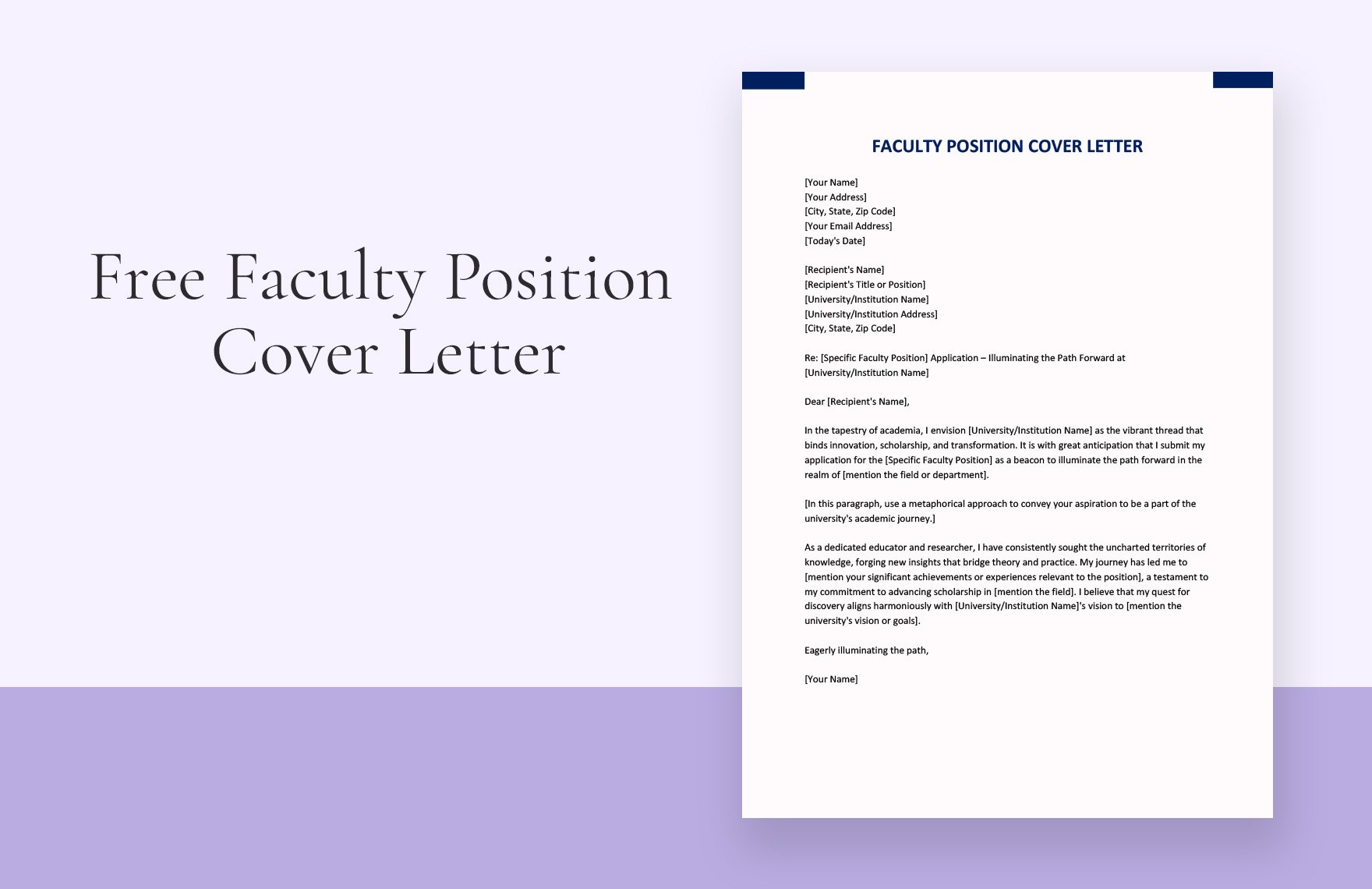 Faculty Position Cover Letter