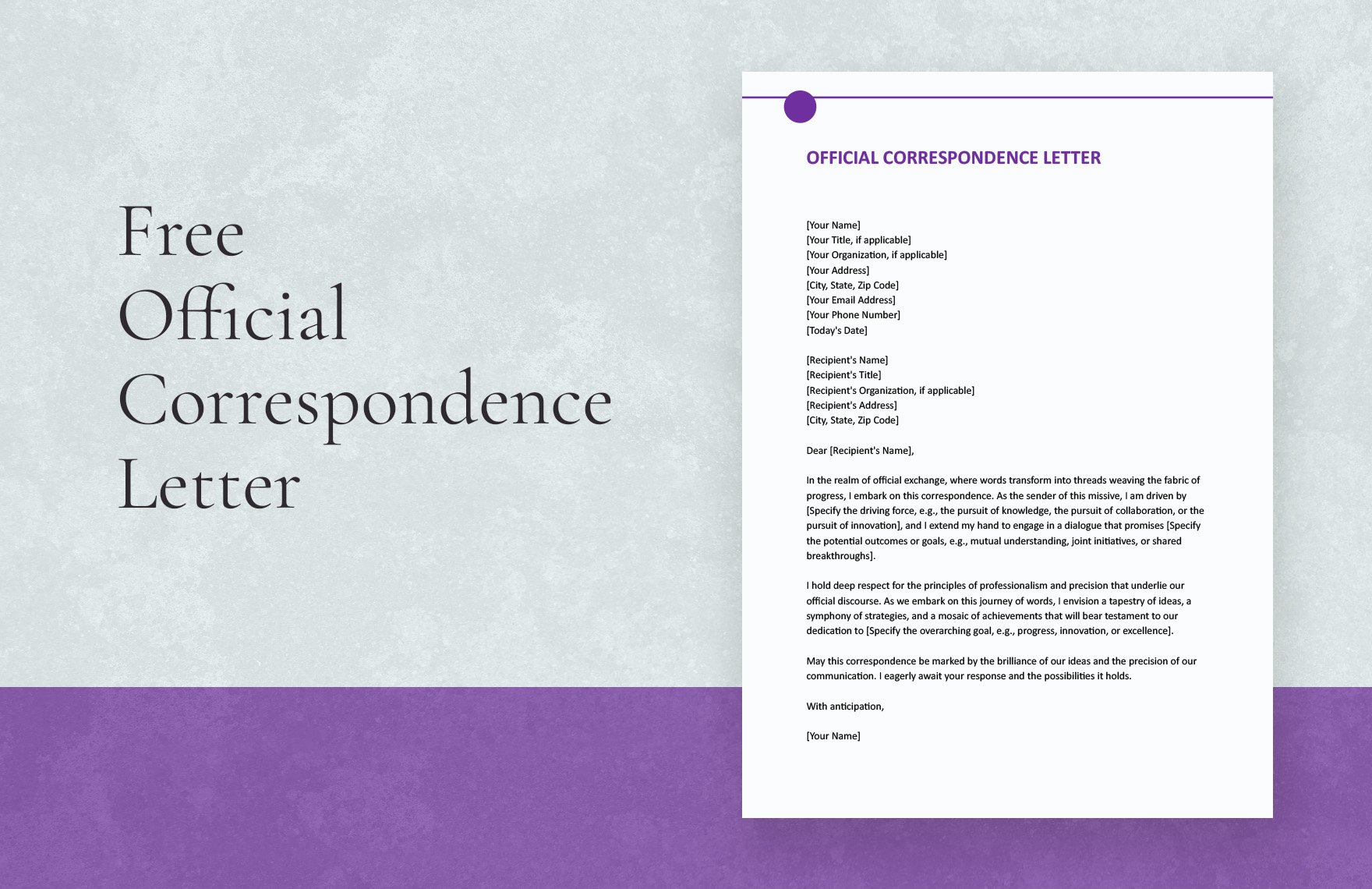 Official Correspondence Letter
