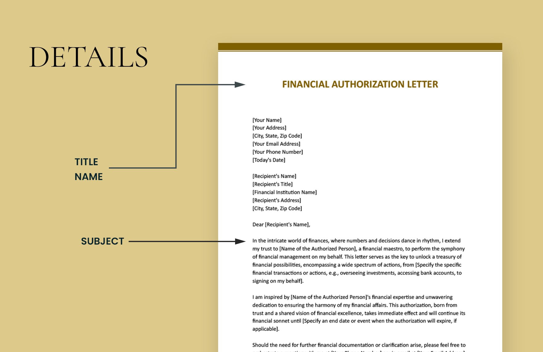 Financial Authorization Letter