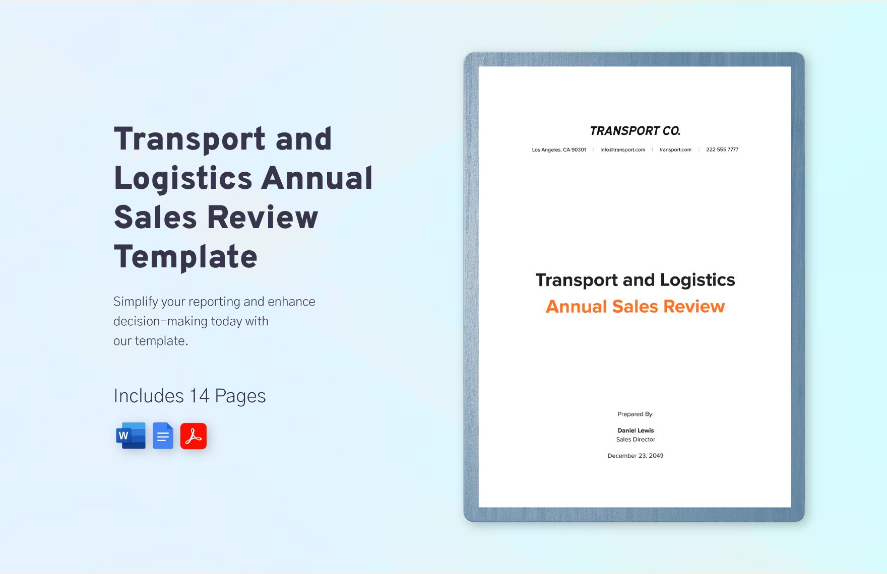 Transport and Logistics Annual Sales Review Template