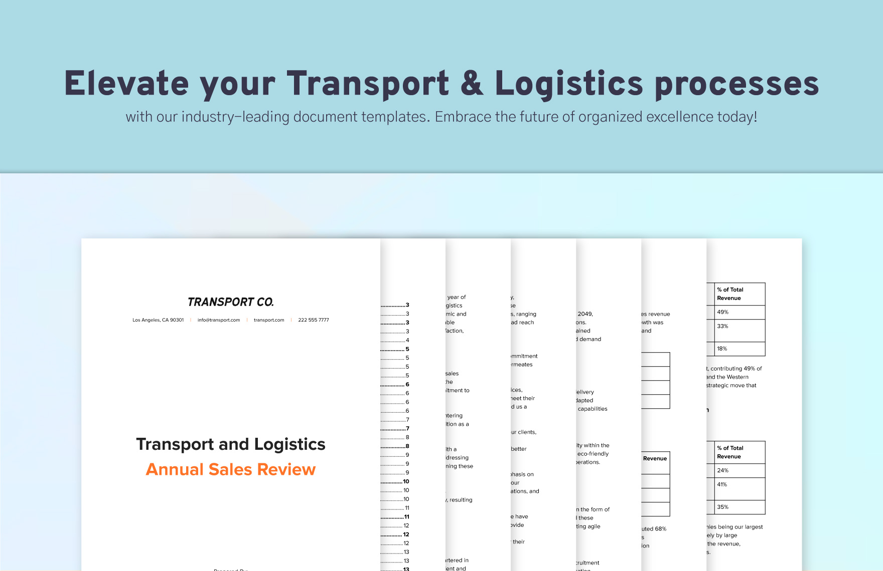 Transport and Logistics Annual Sales Review Template