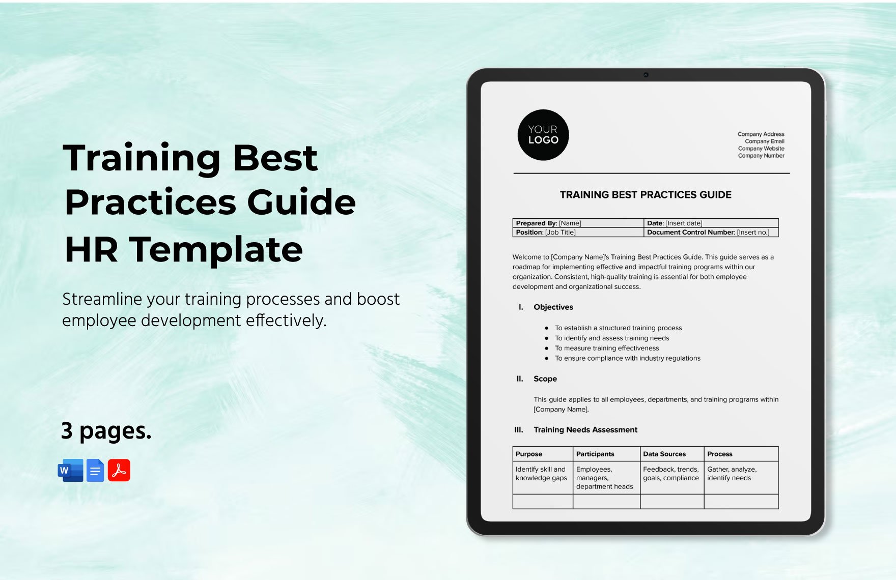 Training Best Practices Guide HR Template in Word, Google Docs, PDF