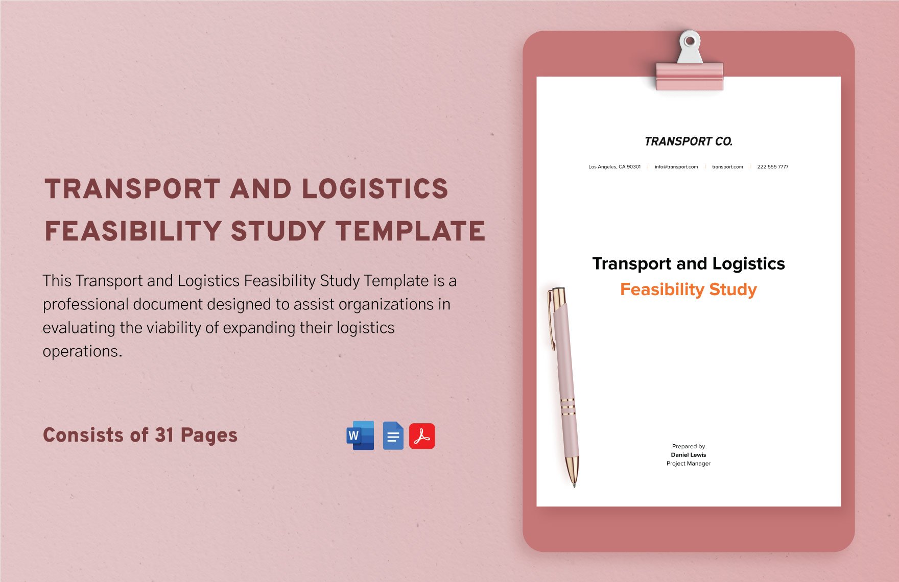 Transport and Logistics Feasibility Study Template in Word, Google Docs, PDF