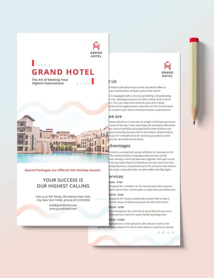 Grand Hotel DL Card Editable