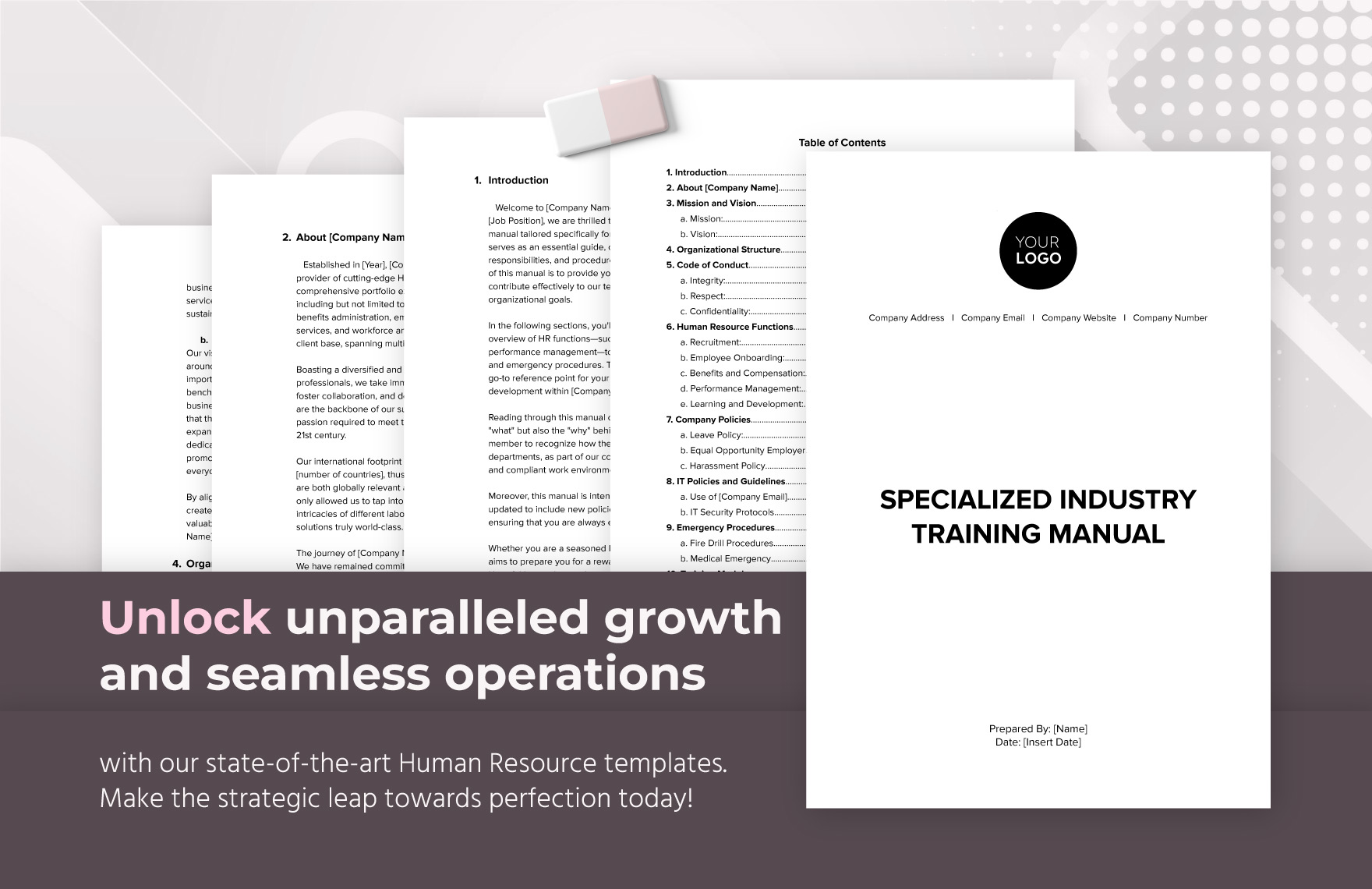 Specialized Industry Training Manual HR Template