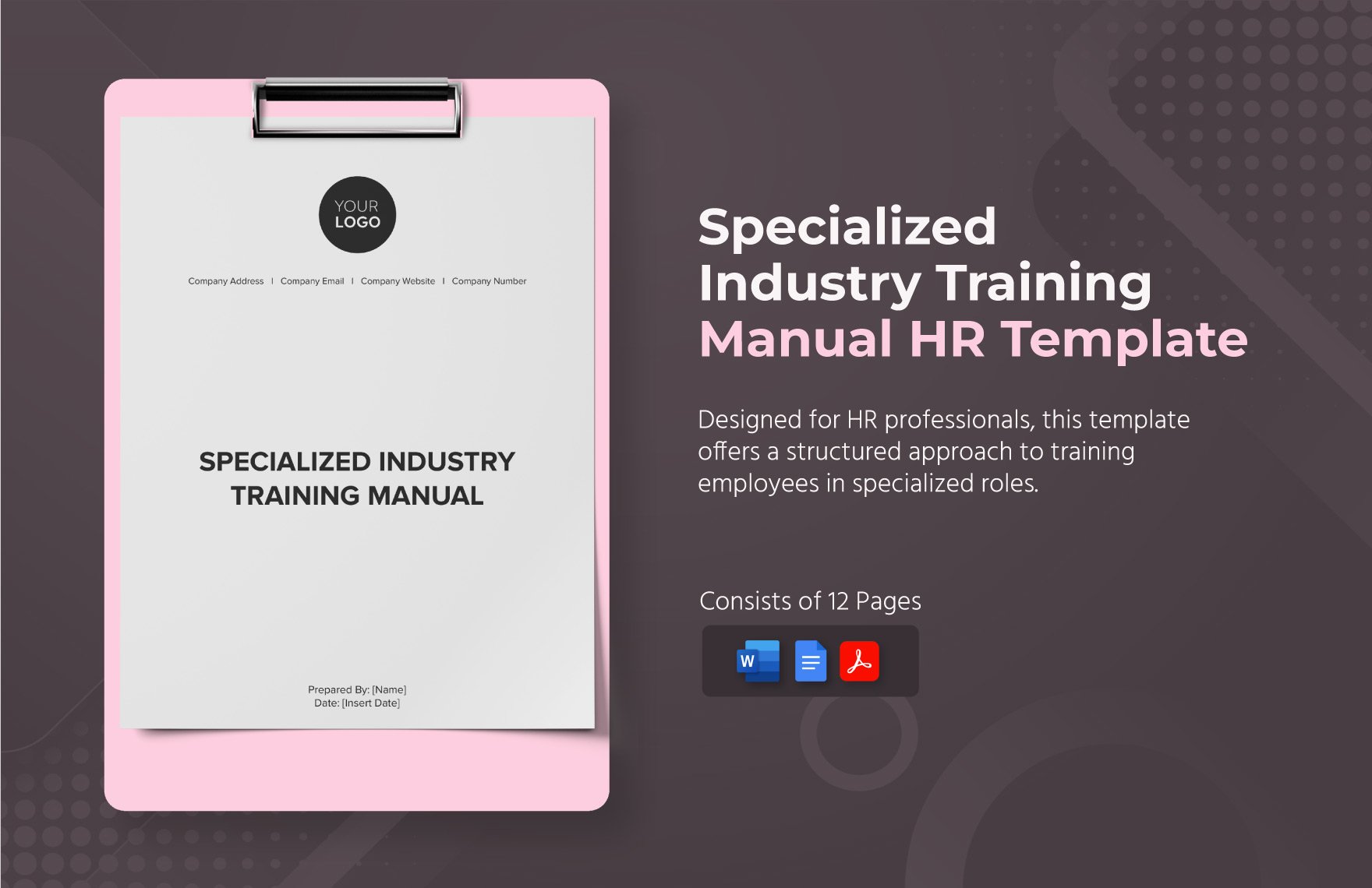 Specialized Industry Training Manual HR Template in Word, Google Docs, PDF