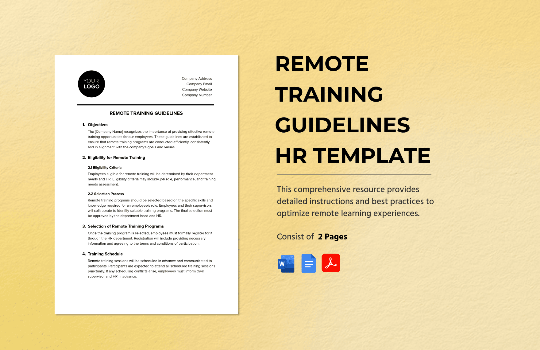 Remote Training Guidelines HR Template in Word, Google Docs, PDF
