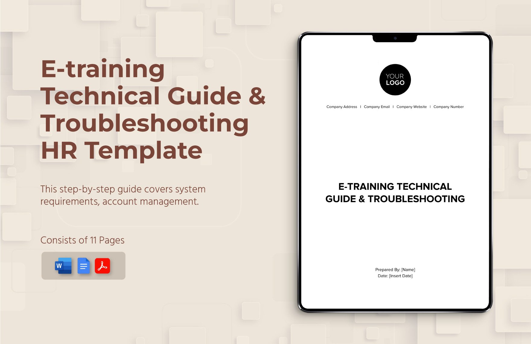 E-training Technical Guide & Troubleshooting HR Template