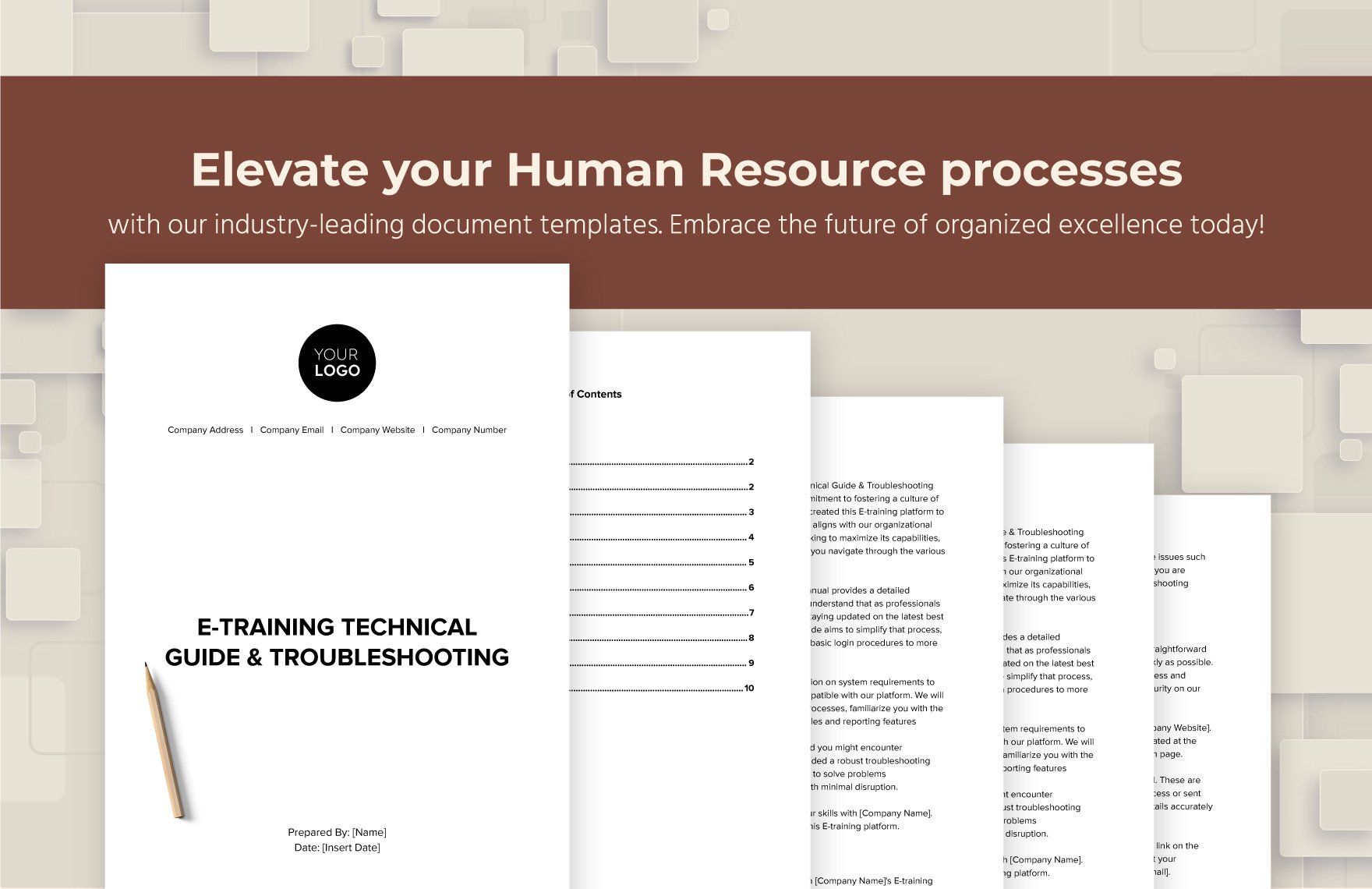 E-training Technical Guide & Troubleshooting HR Template