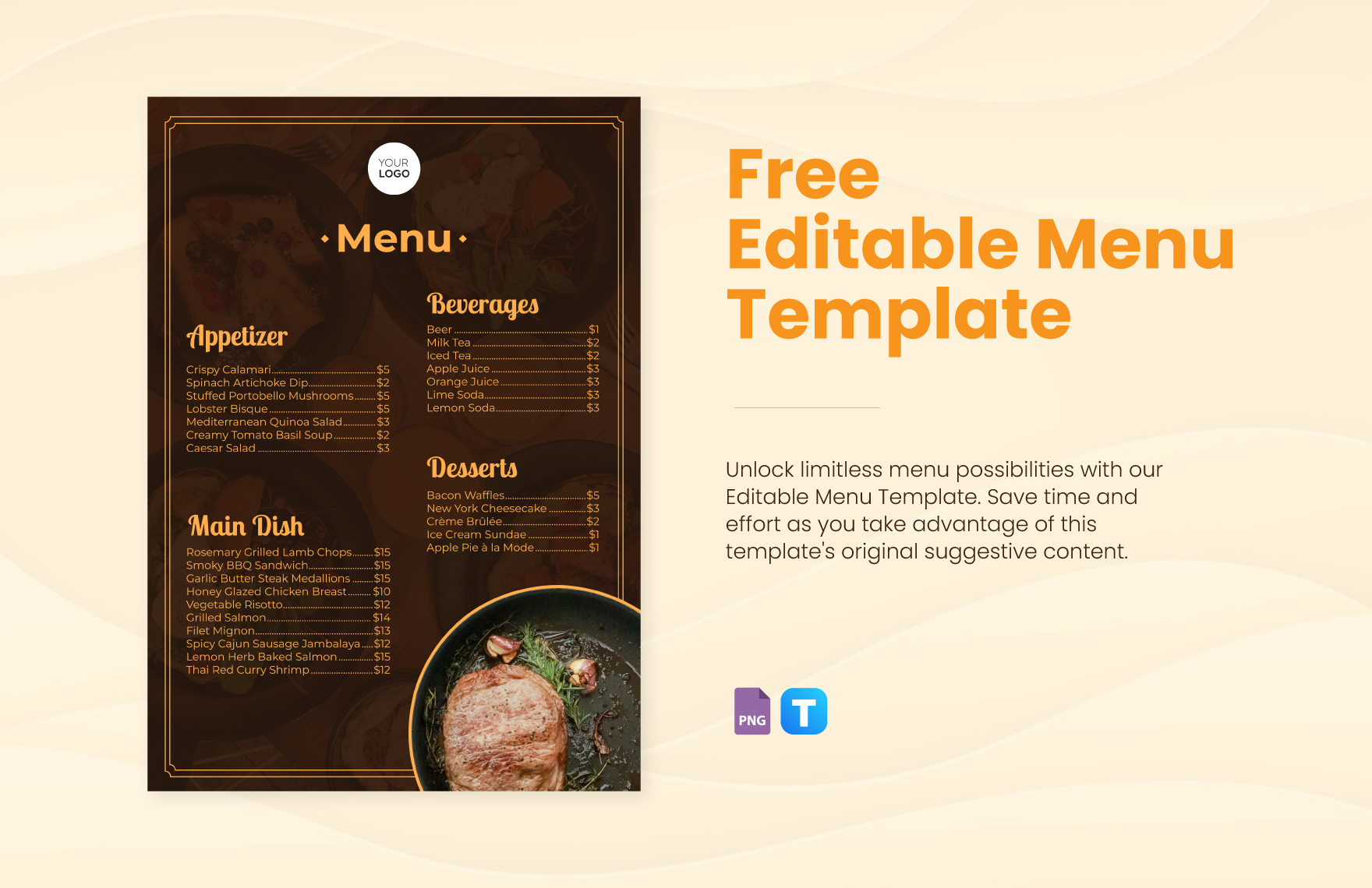 Editable Menu Template