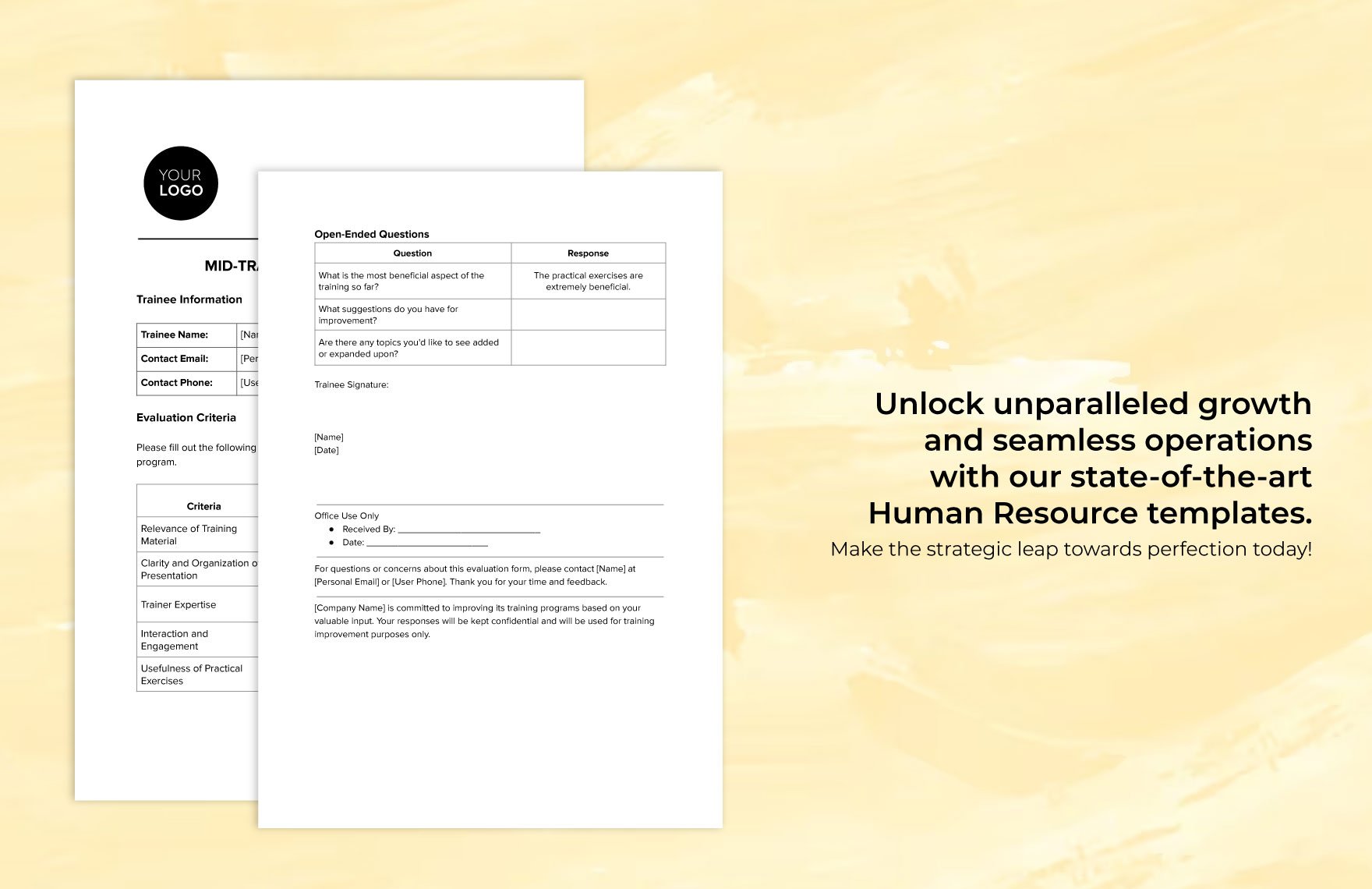 Mid-training Evaluation Form HR Template