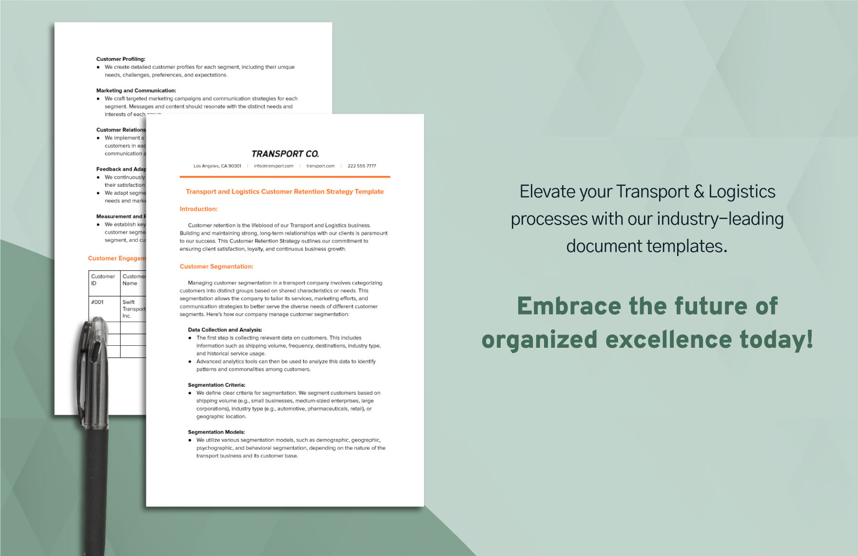 Transport and Logistics Customer Retention Strategy Template
