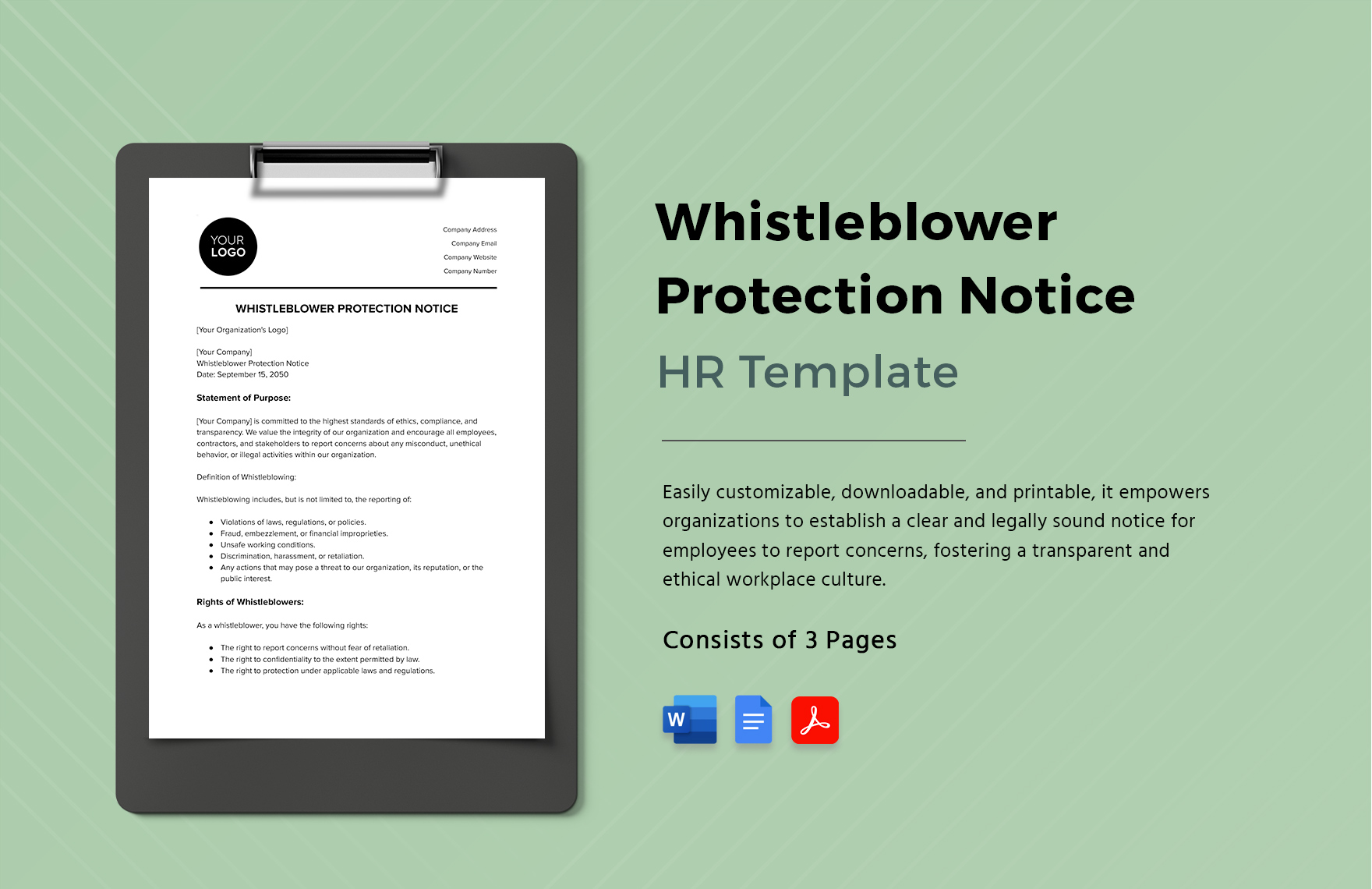 Whistleblower Protection Notice HR Template