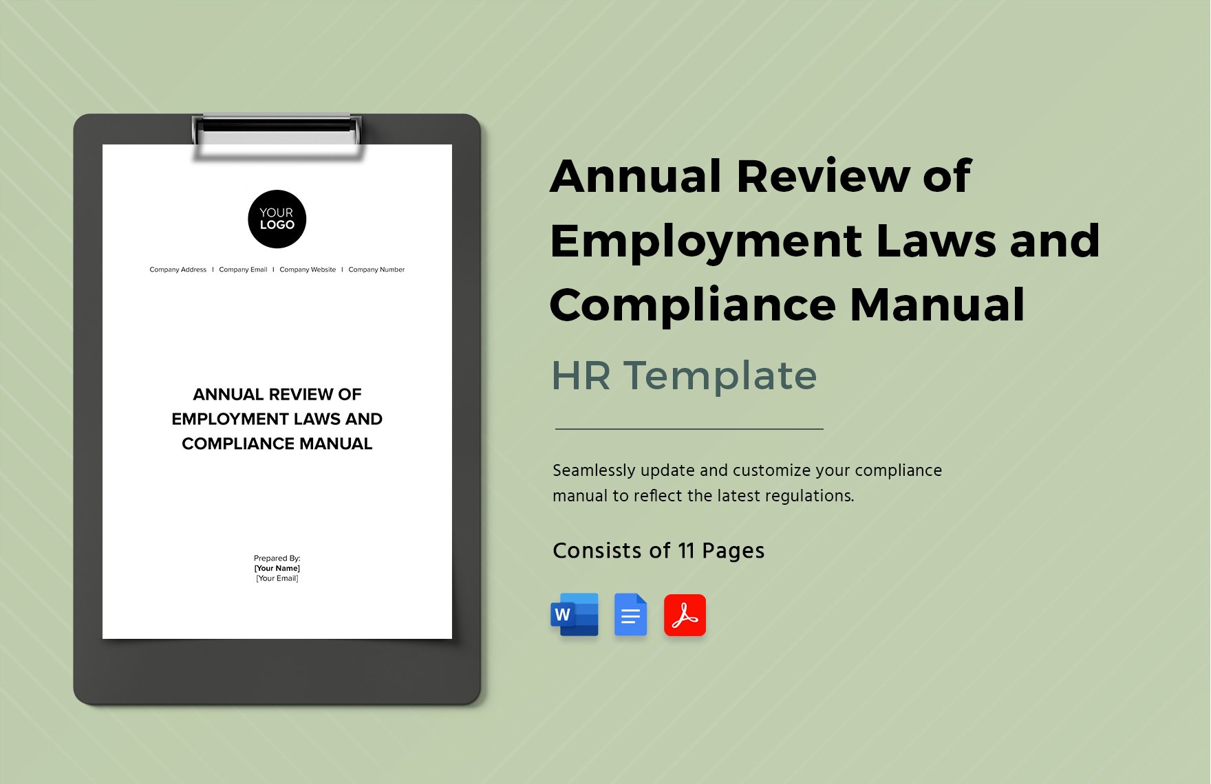 Annual Review of Employment Laws and Compliance Manual HR Template