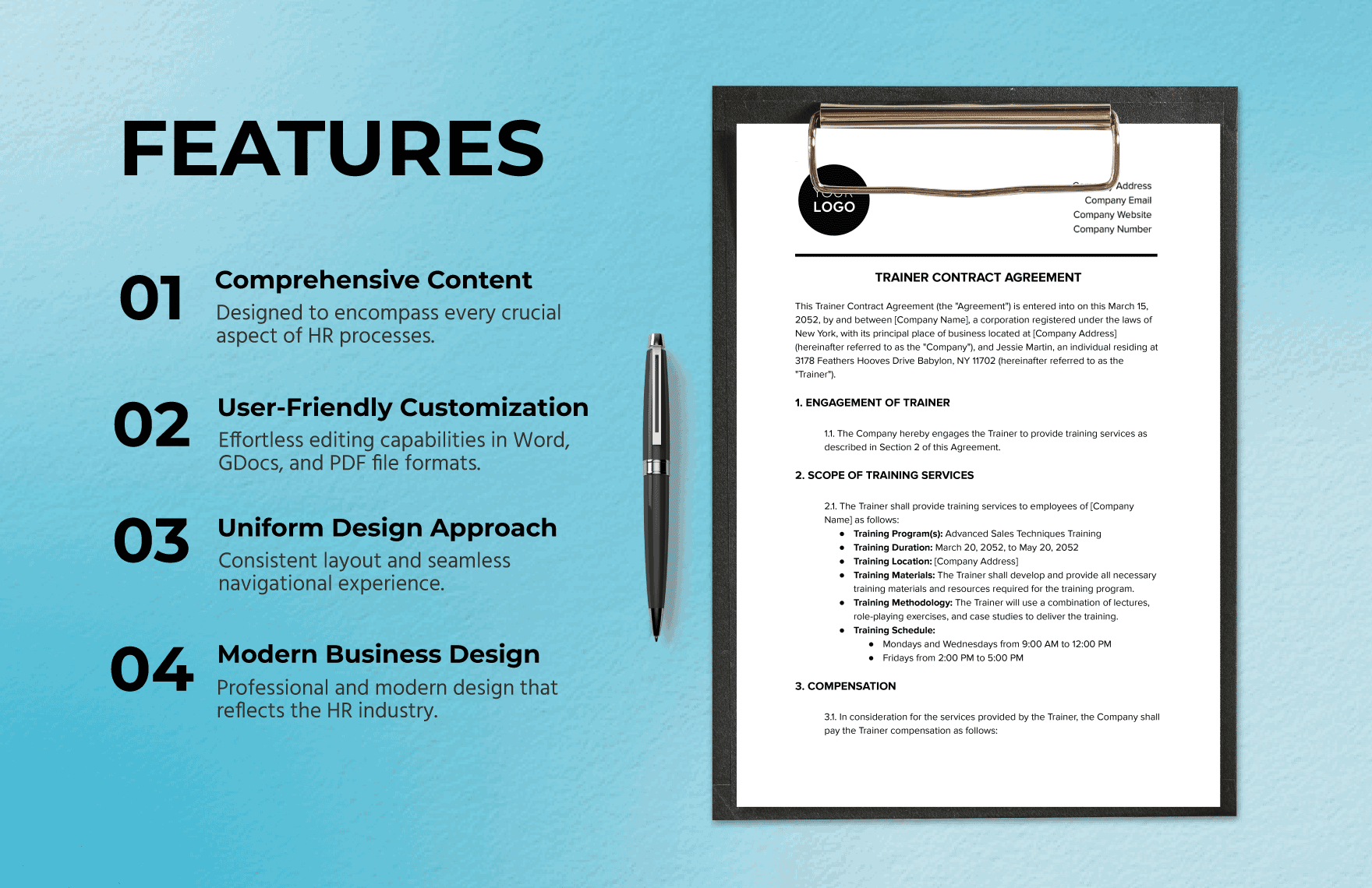 Trainer Contract Agreement HR Template