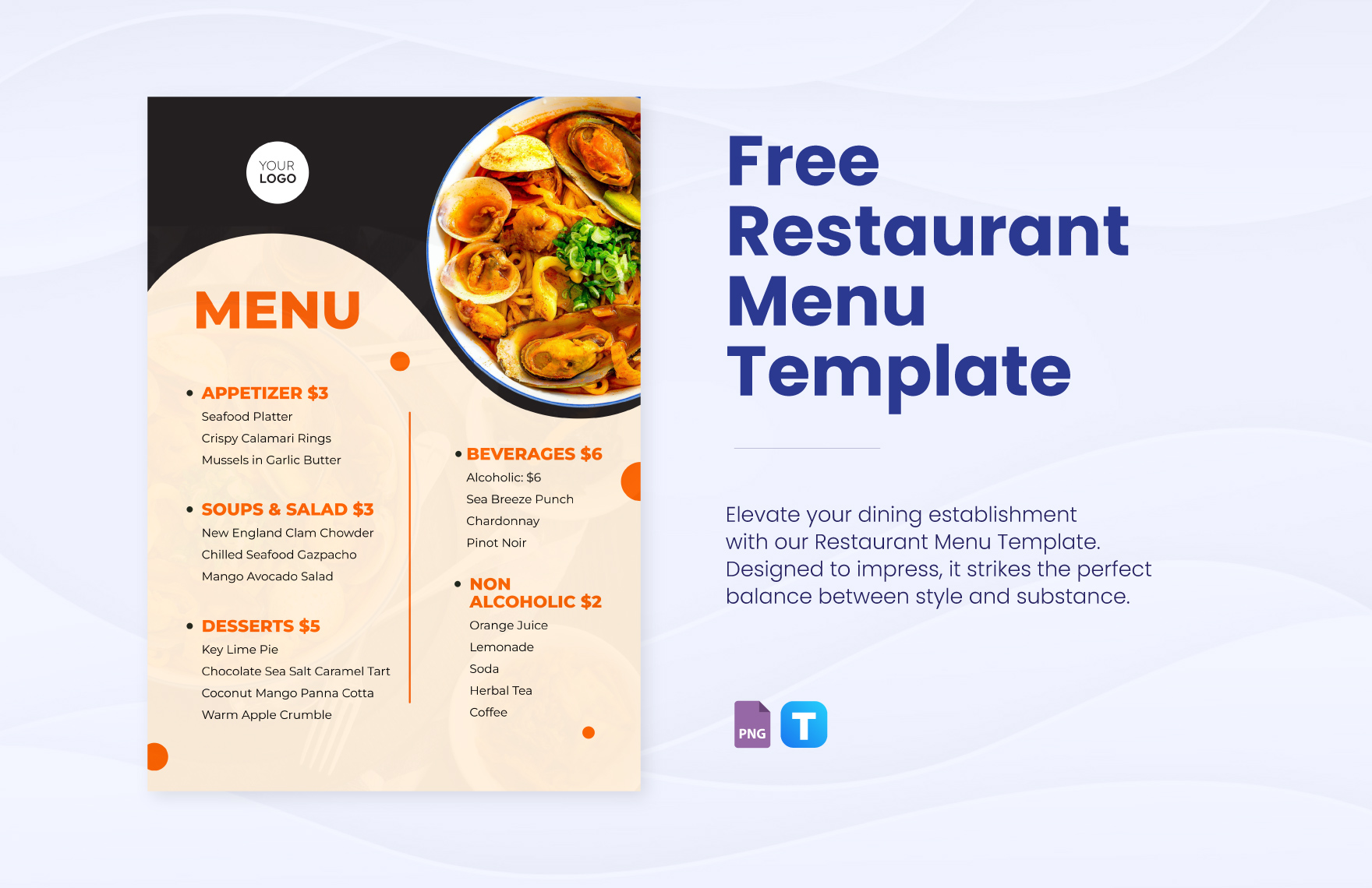 Restaurant Menu Template in PNG