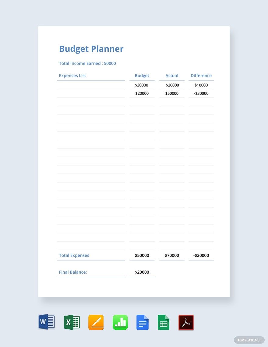 Simple Budget Planner Template