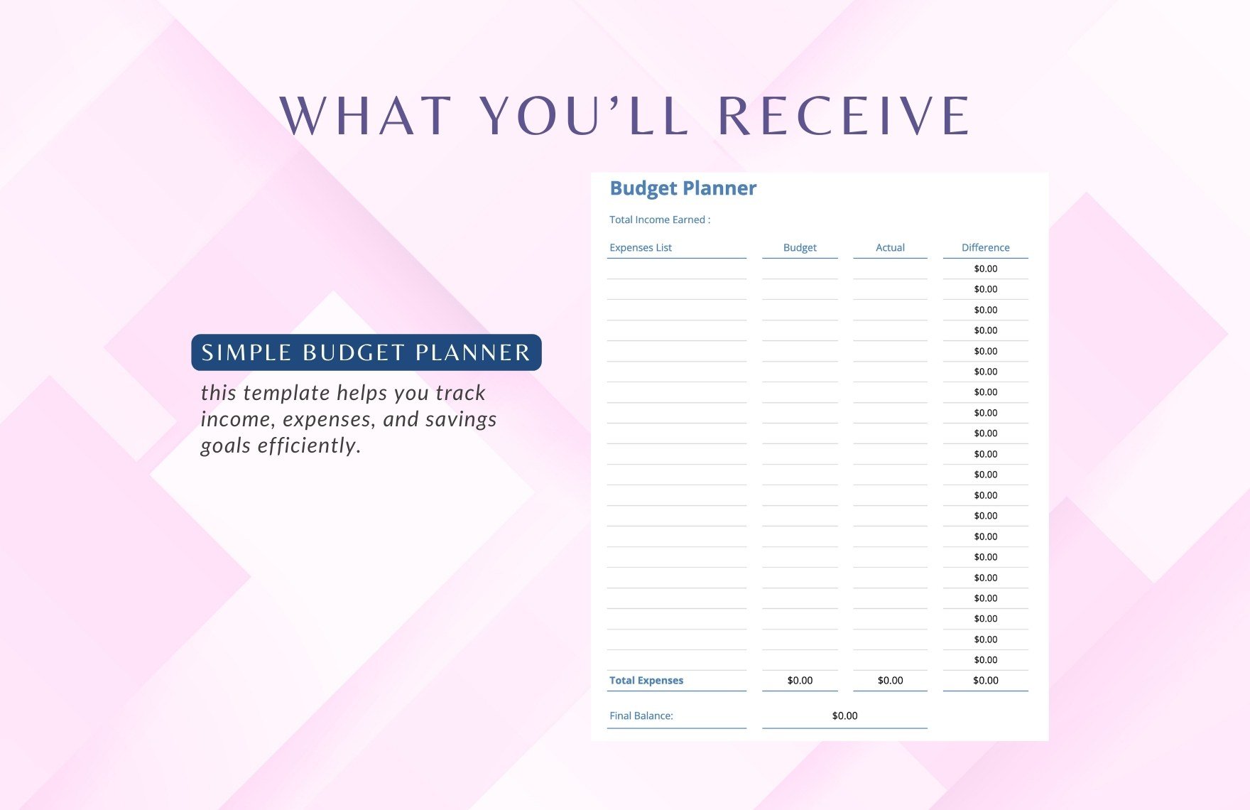 Simple Budget Planner Template