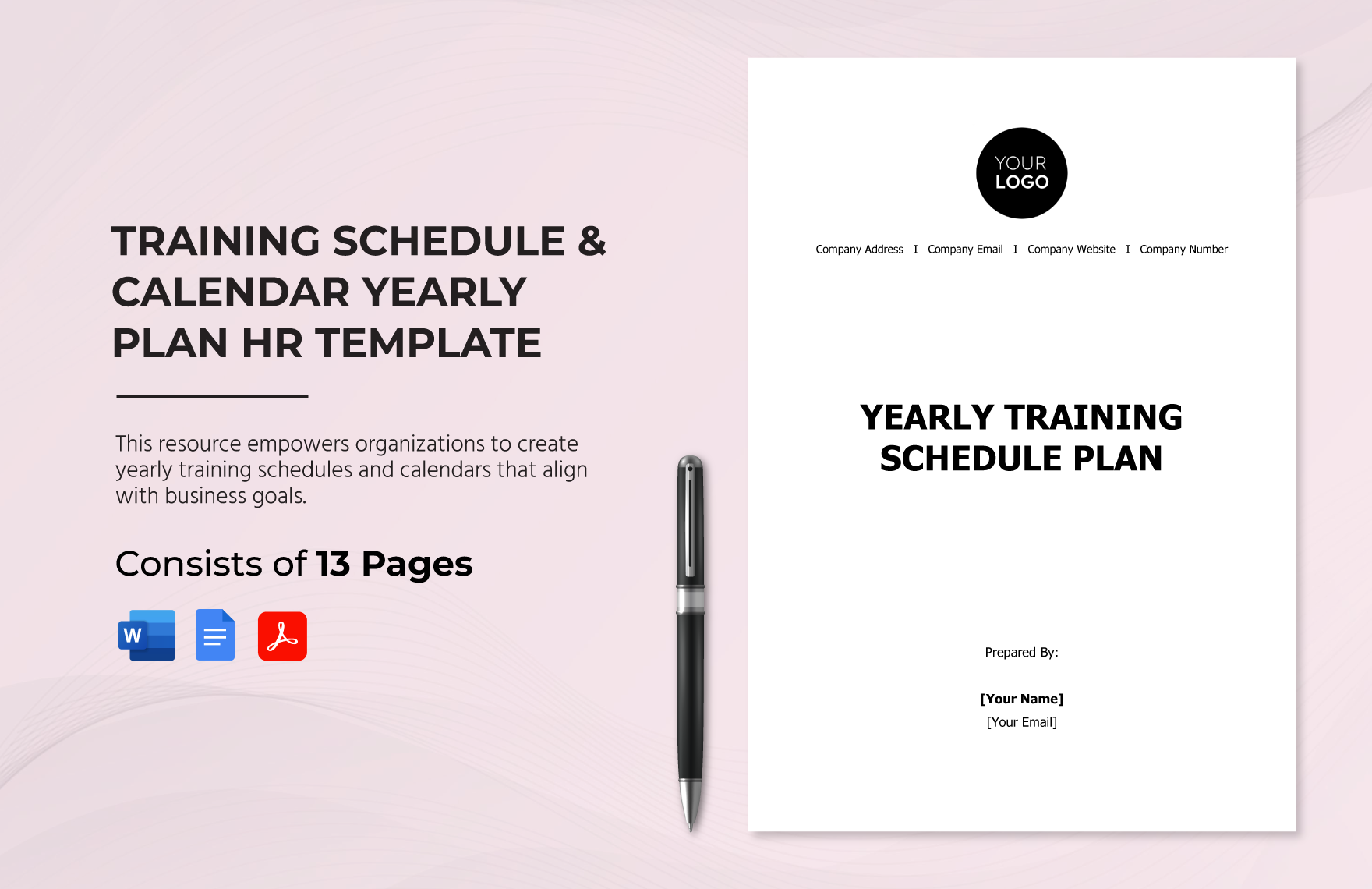 Training Schedule & Calendar Yearly Plan HR Template