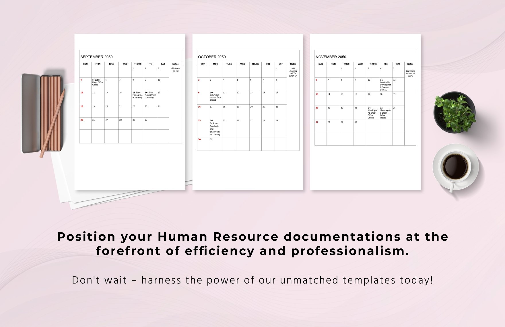 Training Schedule & Calendar Yearly Plan HR Template