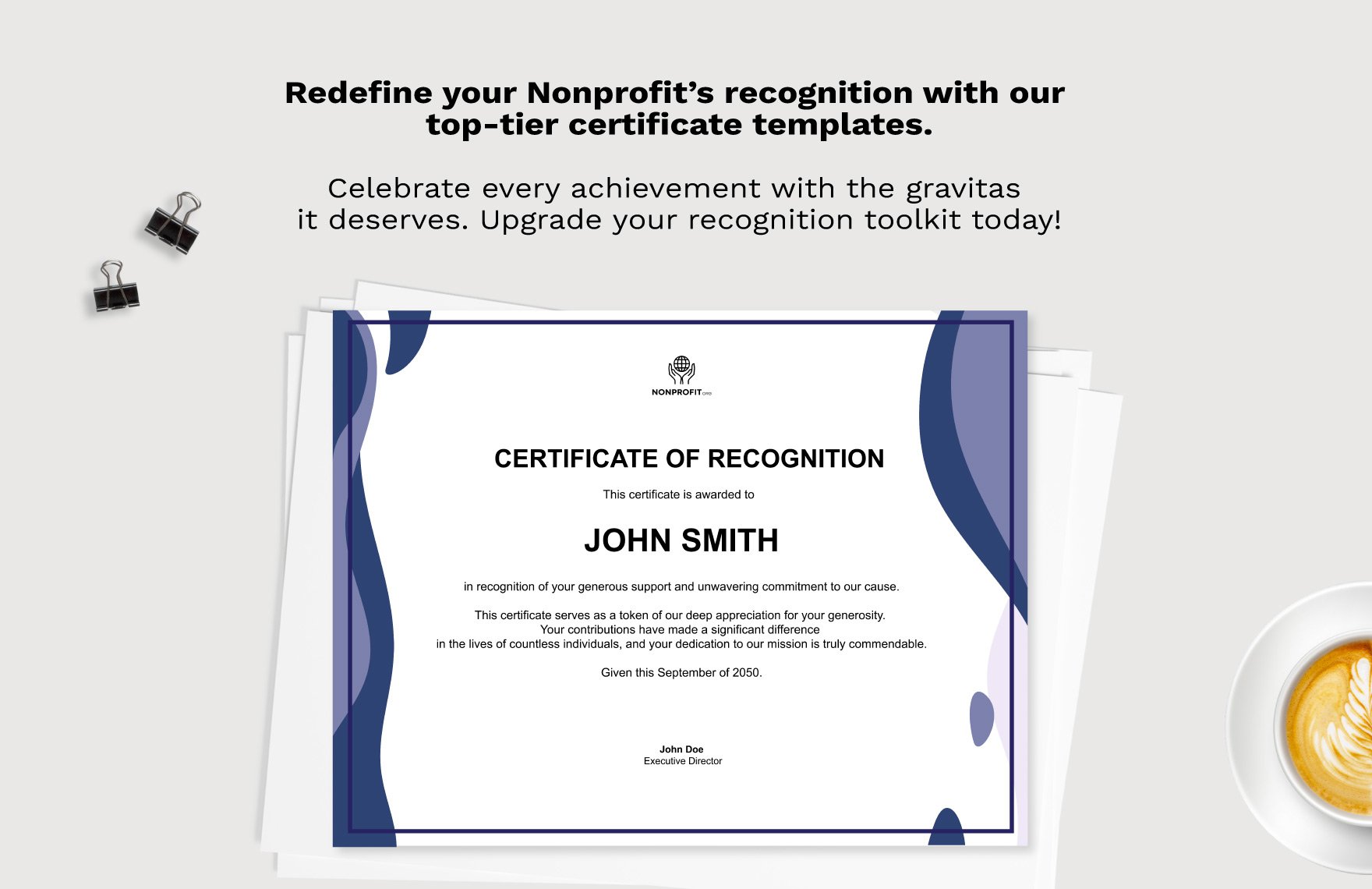 Nonprofit Organization Donor Recognition Certificate Template