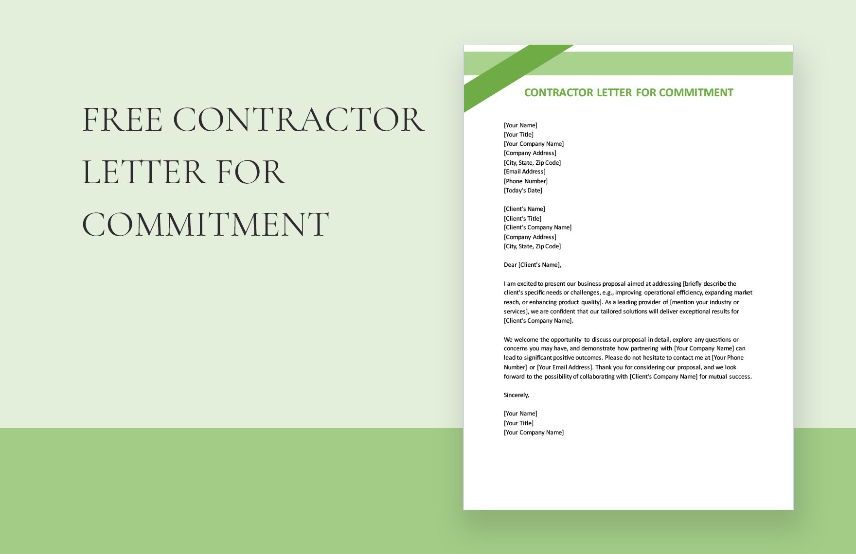 Free Contractor Letter Of Commitment Download in Word, Google Docs