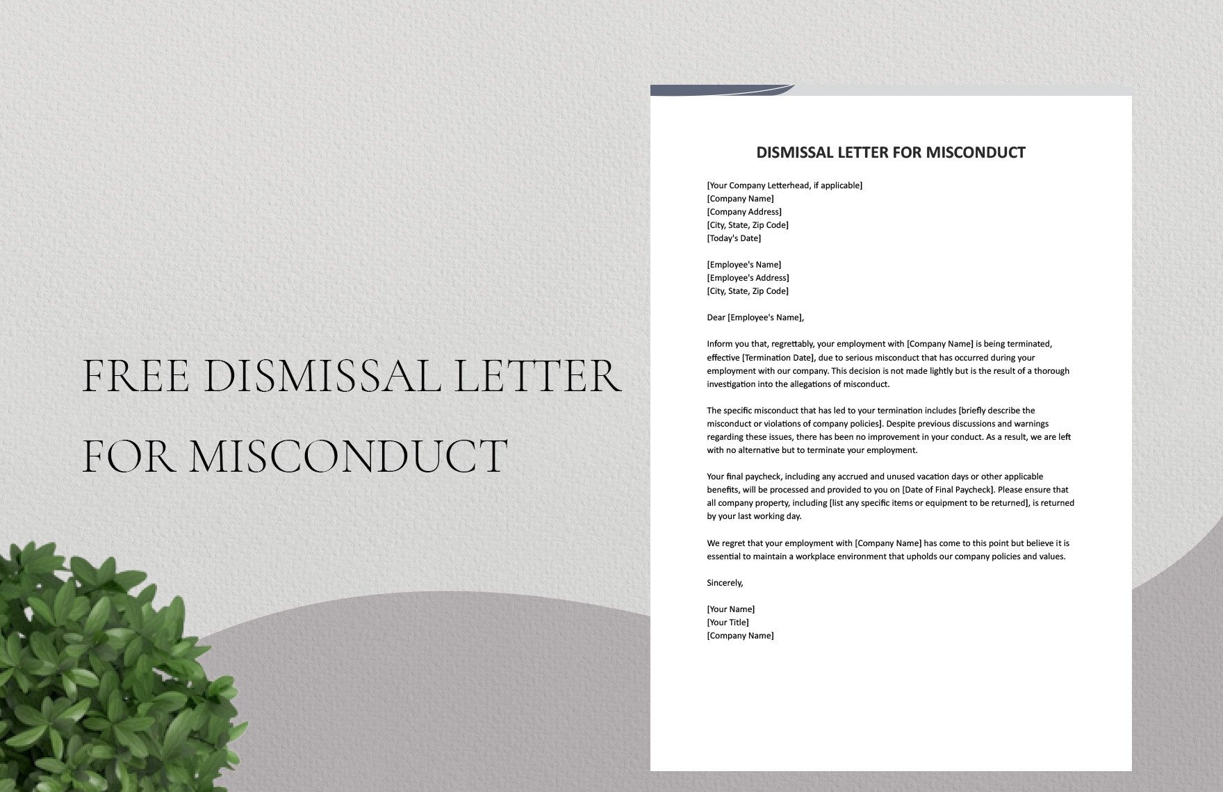 Dismissal letter For Misconduct in Word, Google Docs