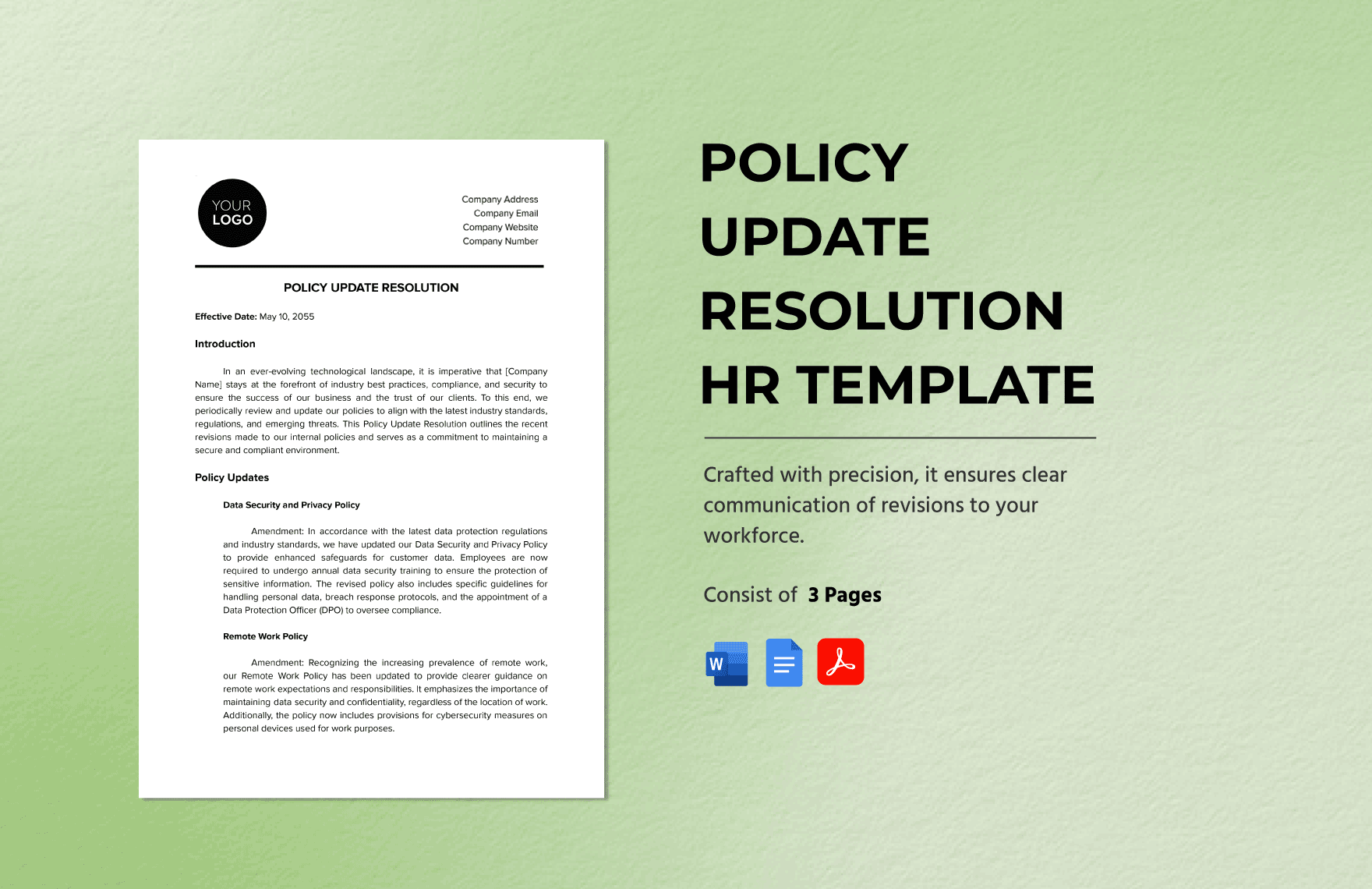 Policy Update Resolution HR Template