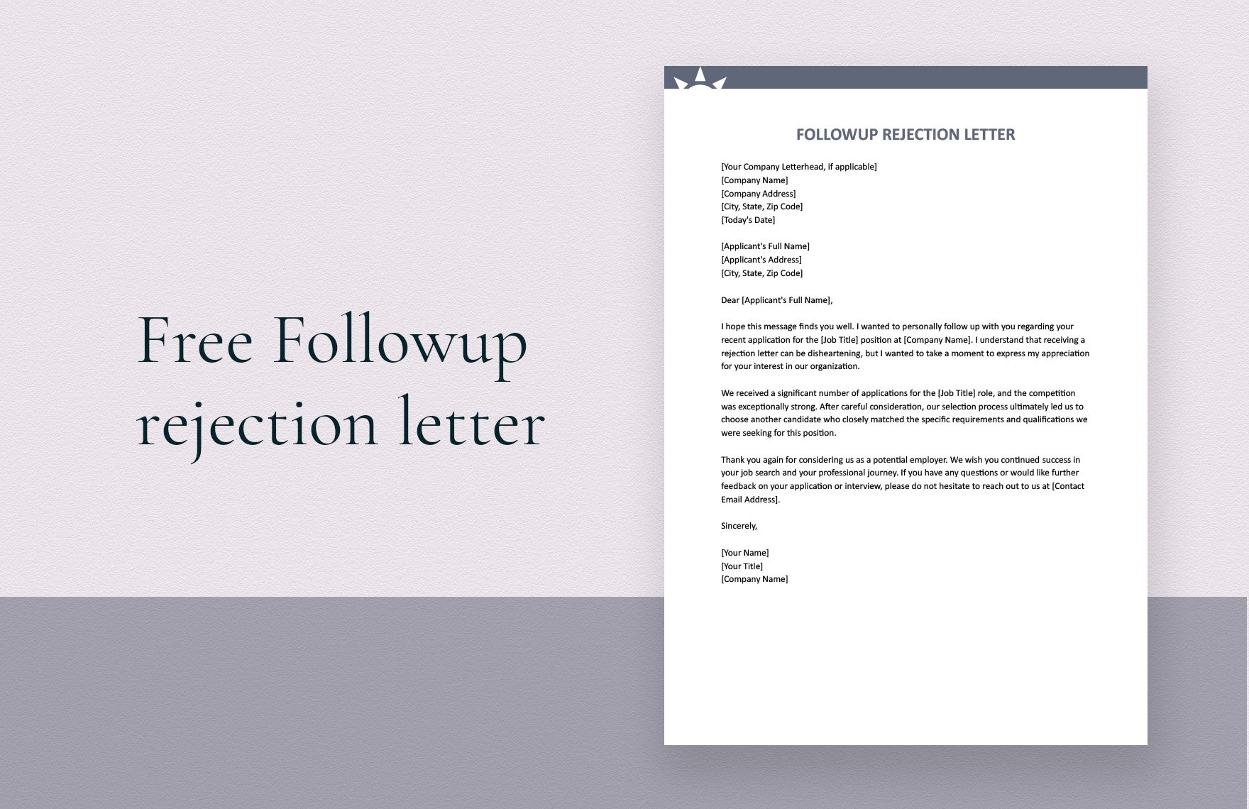 Followup Rejection Letter in Word, Google Docs