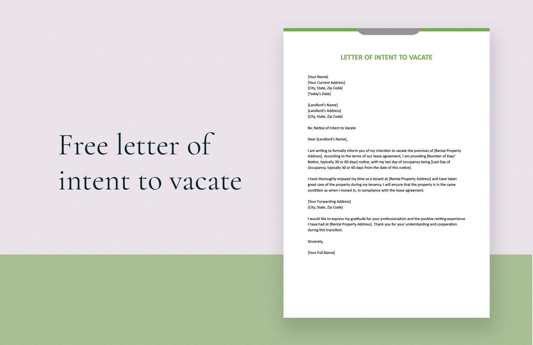 Letter Of Intent To Vacate
