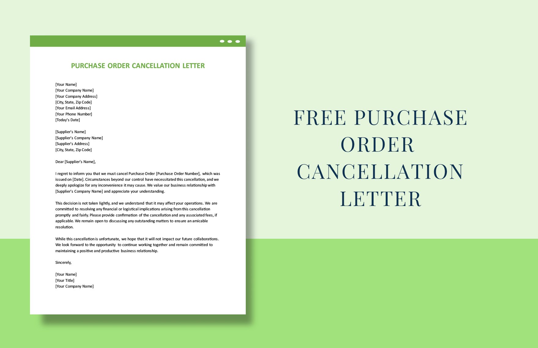 Free Purchase Order Cancellation Letter in Word, Google Docs, PDF, Apple Pages