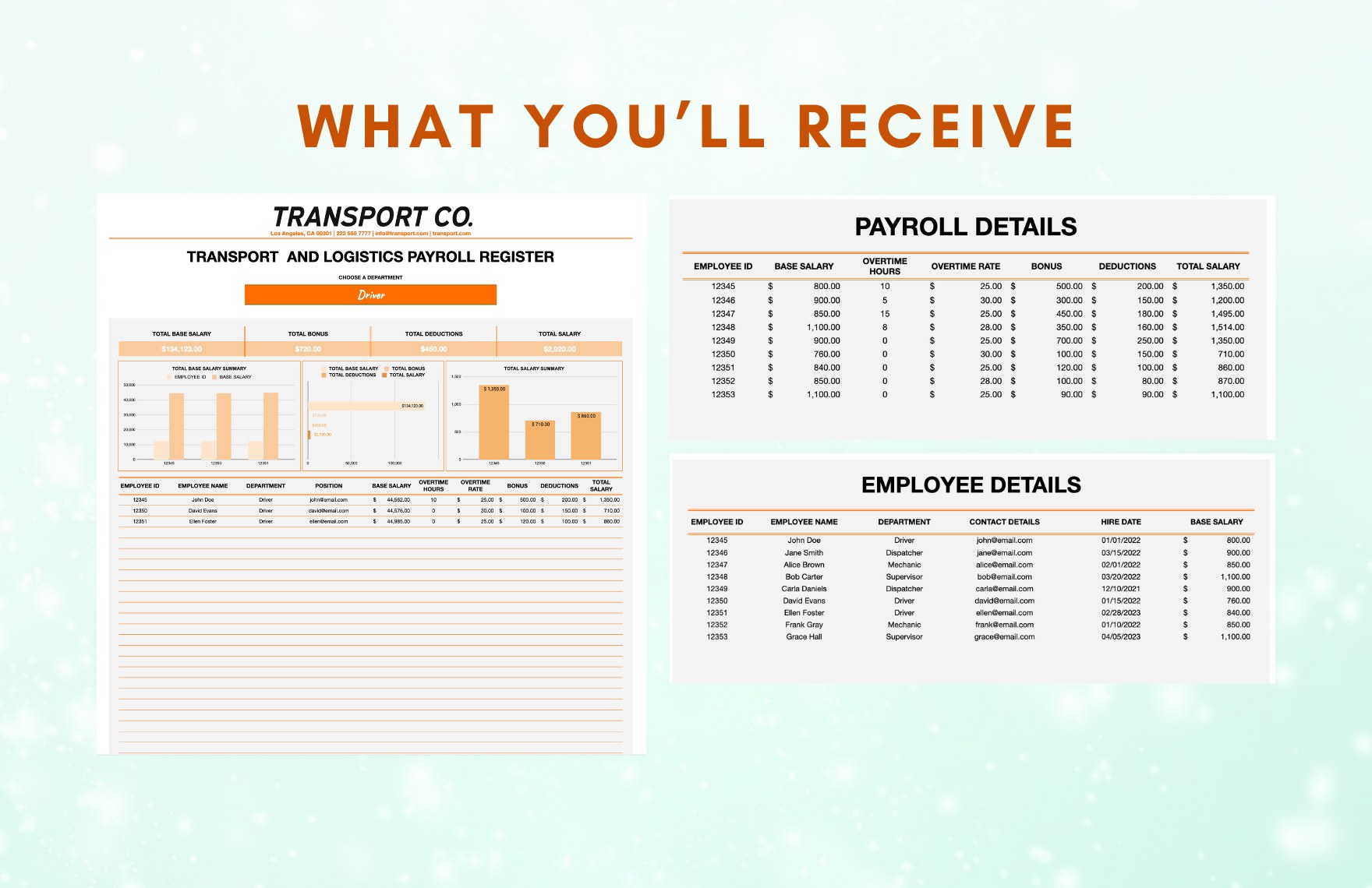 Transport and Logistics Payroll Register Template